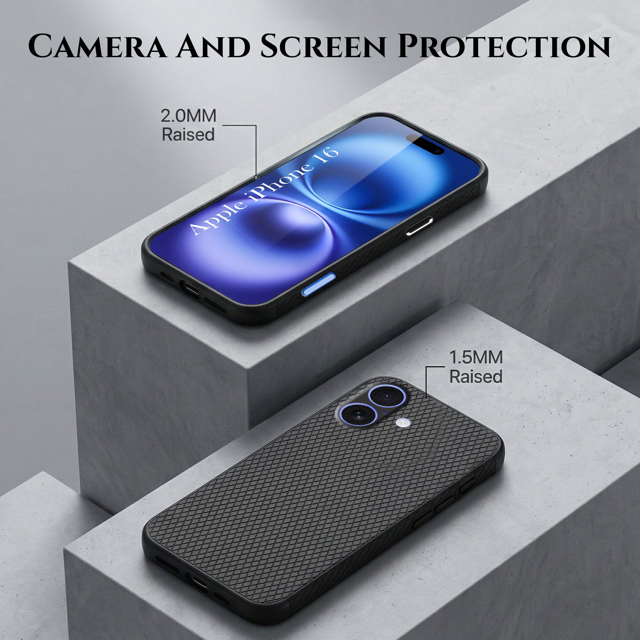 For Apple iPhone 16 Combo with Back Cover and 9H Tempered Glass (Liquid Silicone | Camera Protection | Oleophobic Coating Screen Glass)