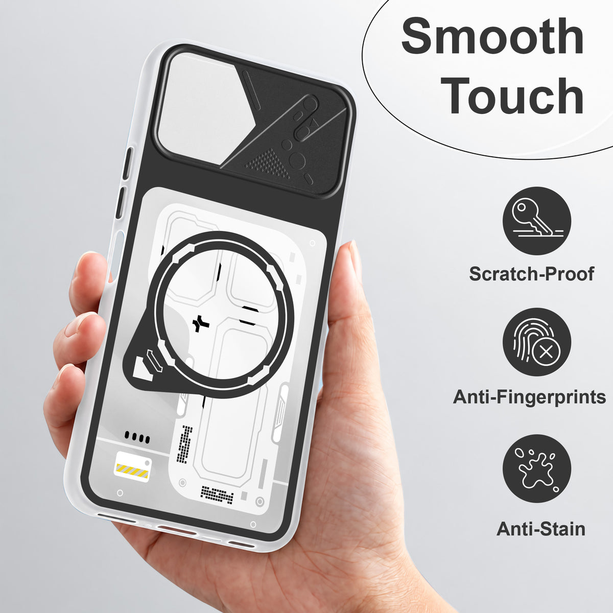 For Samsung Galaxy M17e Metallic Back Cover Case (Metallic Camera Protection & Buttons | Translucent Milky Shade | Hard Polycarbonate)
