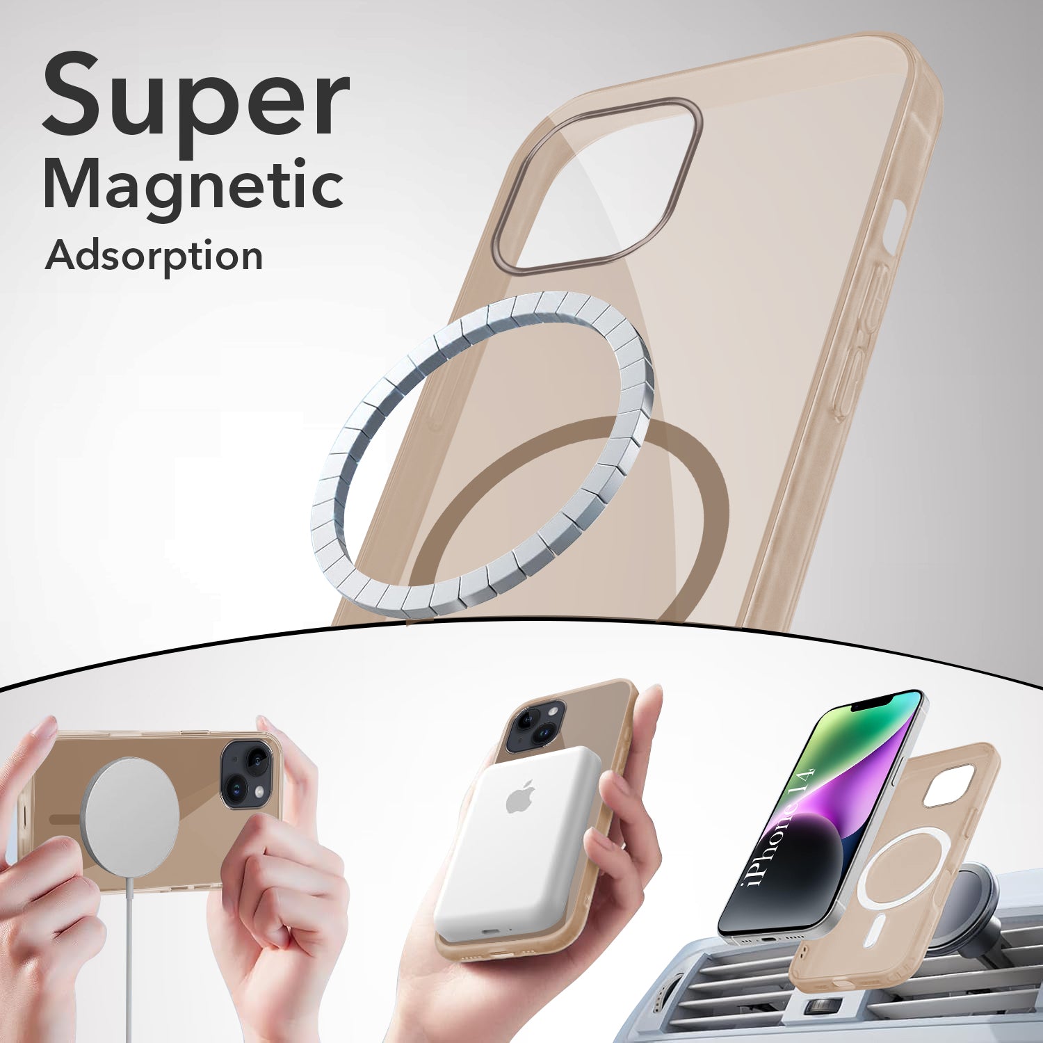 For Apple iPhone 14 Back Case Cover Lifetime Anti-Yellow MagSafe Compatible Clear (Sleek Hard Crystal | Camera Protection and Shockproof)