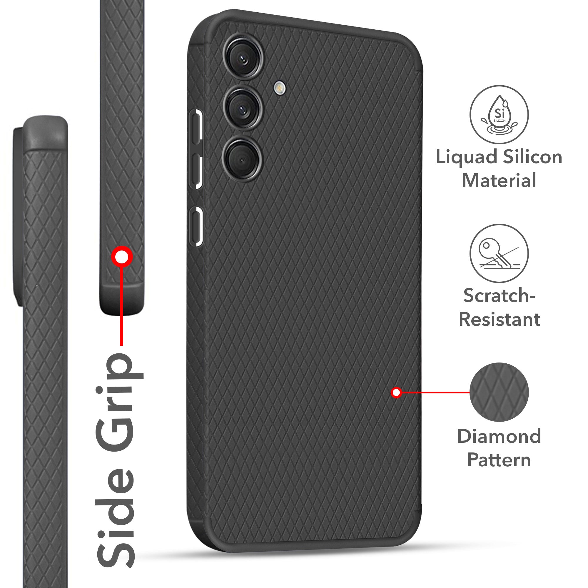 For Samsung Galaxy F55 5G | M55 5G | M55s Back Cover Case (Liquid Silicone | Side Grip | Camera Protection)