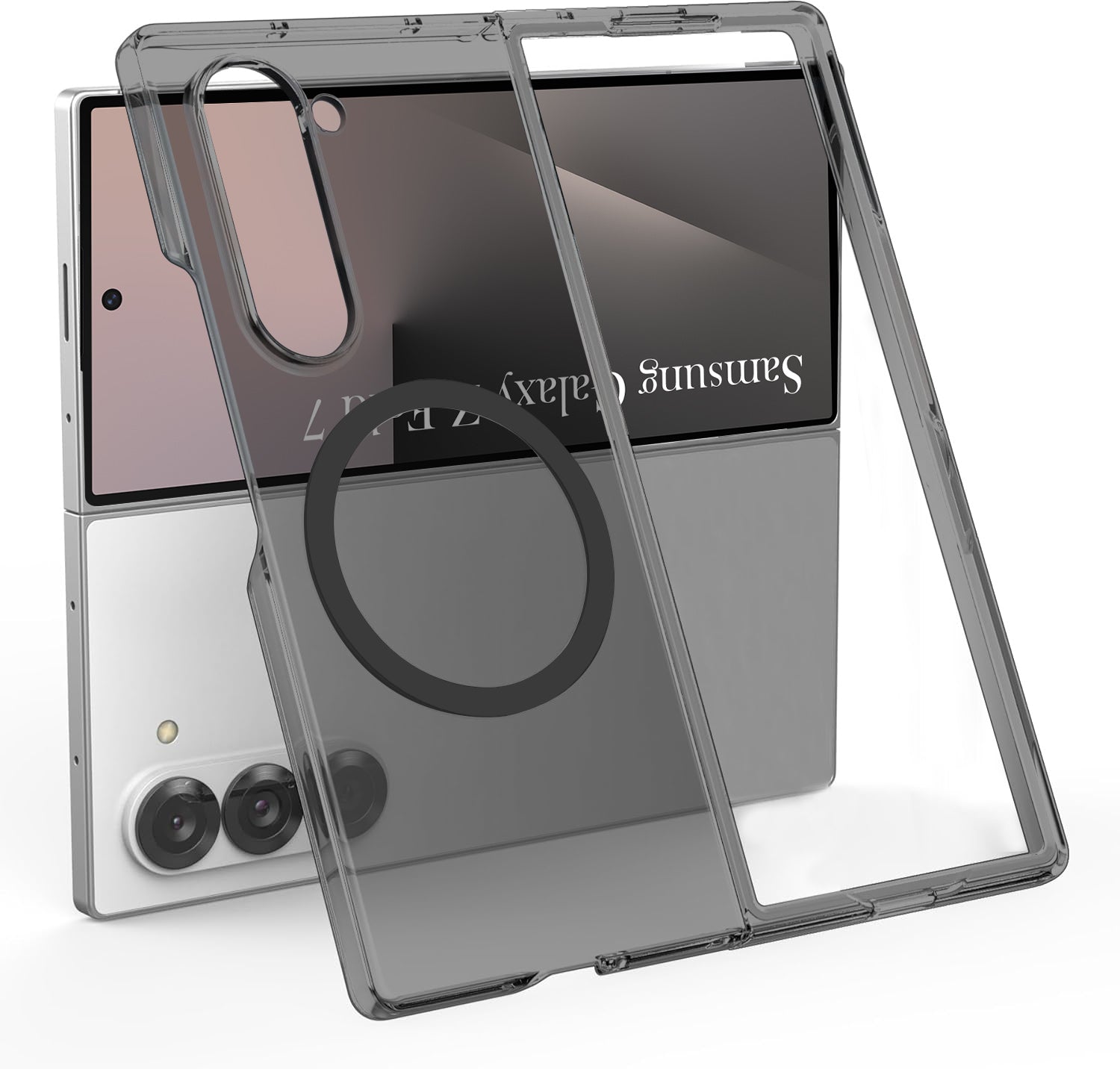For Samsung Galaxy Z Fold 7 Back Cover Case Lifetime Anti-Yellow Clear (Magnetic Charging Support | Sleek Hard Crystal | Shockproof and Camera Protection)