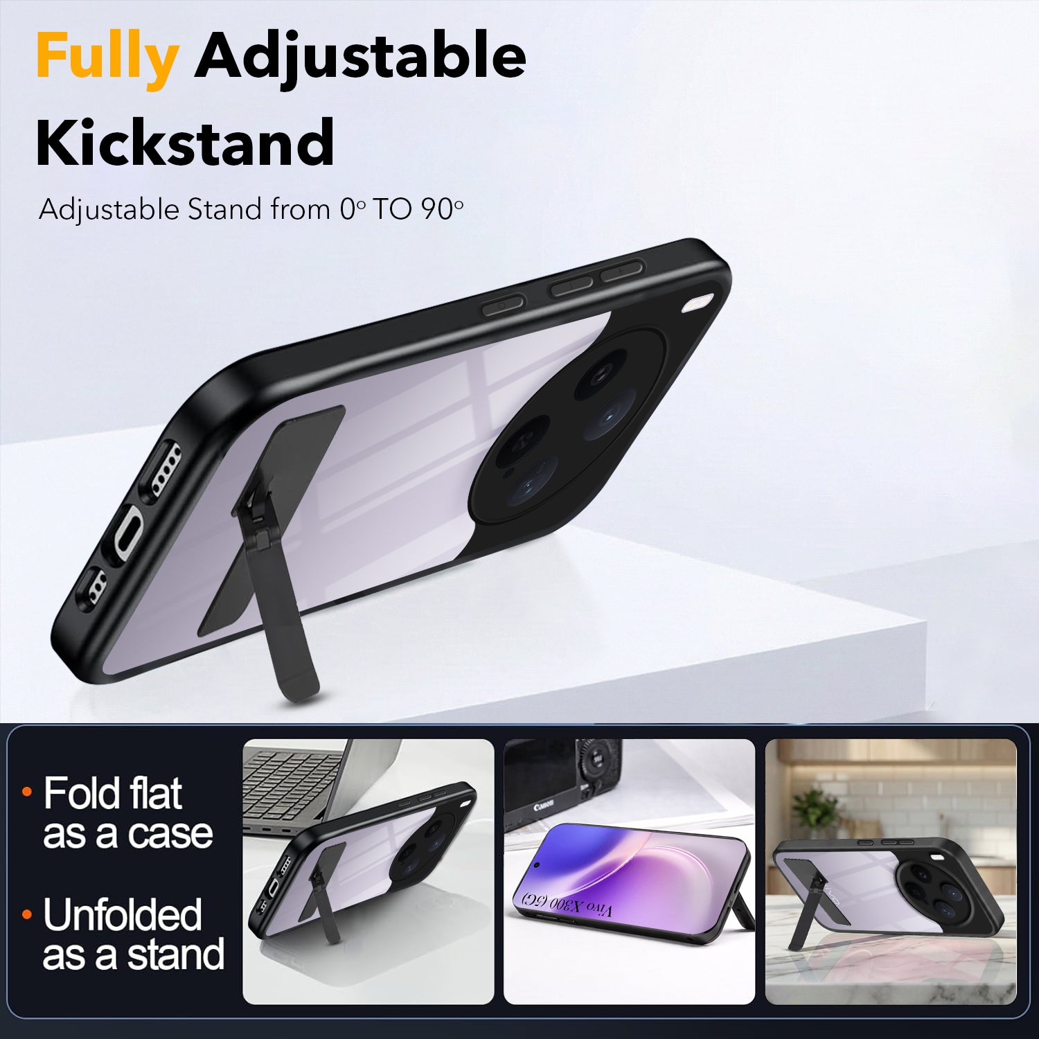 For Vivo X300 5G Back Cover Case (Built-in Stand | Lifetime Anti Yellow | Kickstand Shockproof | Camera Protection | MagSafe Compatible)