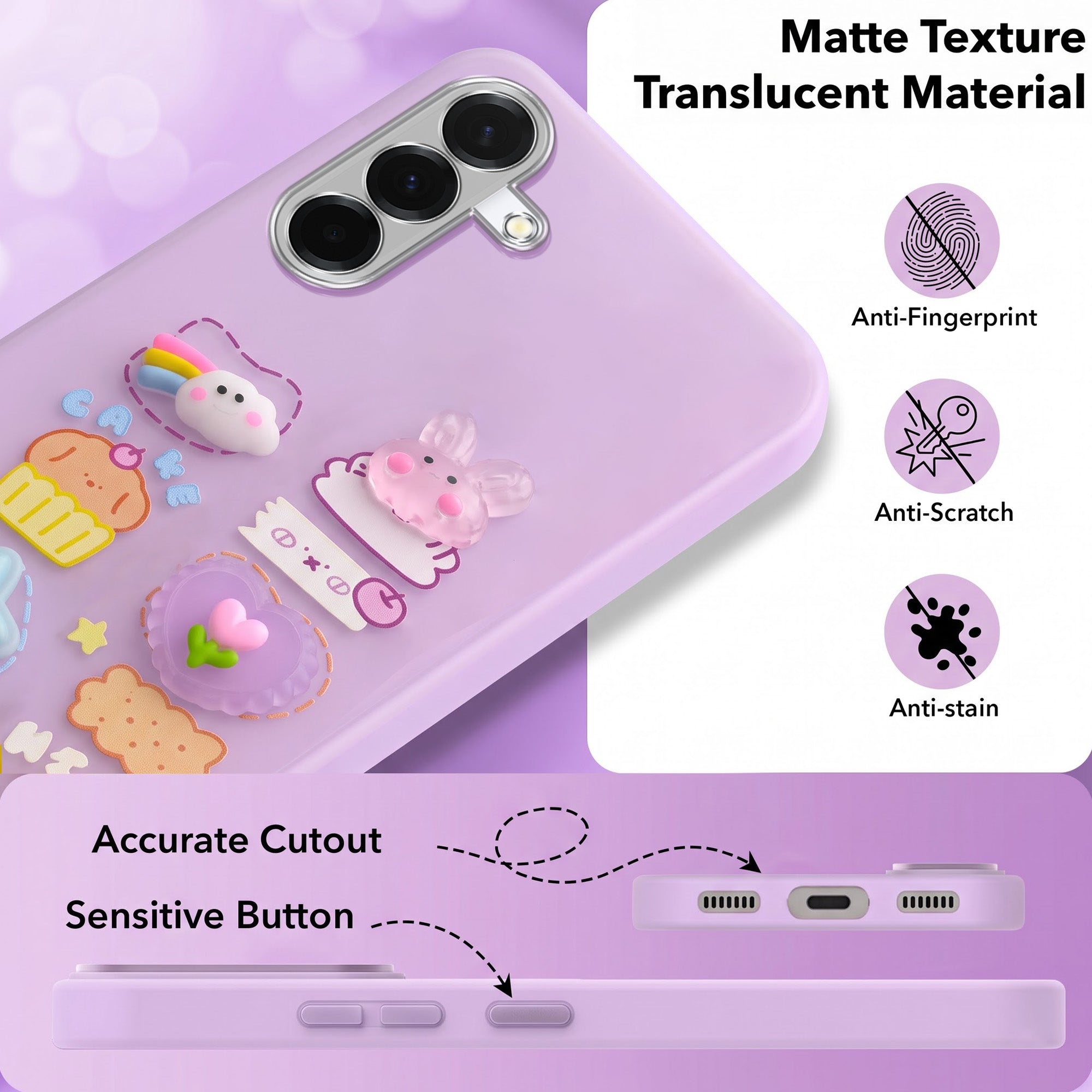 For Samsung Galaxy A36 5G Back Cover Case (3D Cute Cartoons | Hard Back Side Soft | Matte Premium Finish | HD Printing)