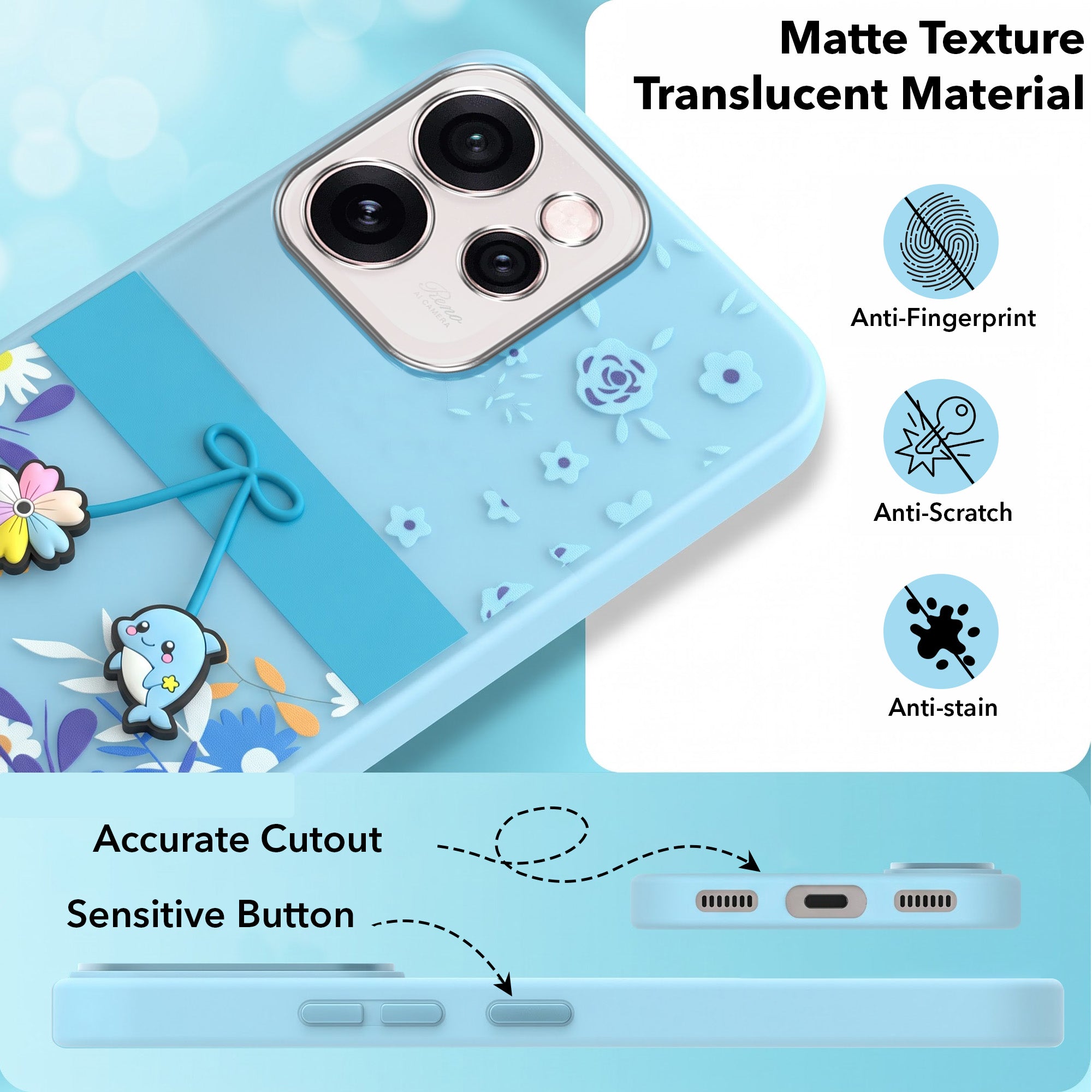 For Oppo Reno15 Pro Mini 5G | Oppo Reno 15 Pro Mini 5G Back Cover Case (3D Cute Cartoons | Hard Back Side Soft | Matte Premium Finish | HD Printing)