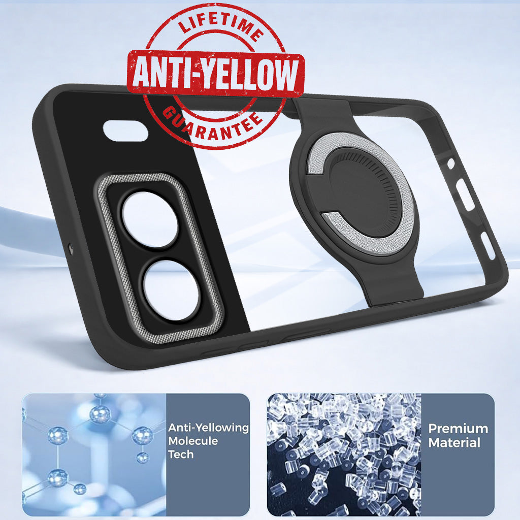 For Oneplus Nord 4 Back Cover Case with stand (Built-in Ring Holder Kickstand | Lifetime Anti Yellow | Camera Protection)