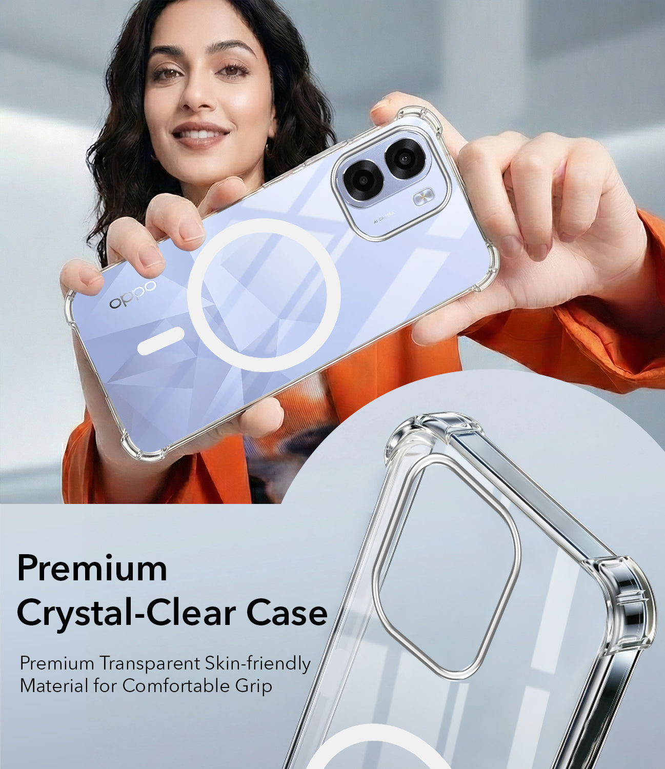For Oppo K14x 5G Back Cover Shockproof Crystal-Clear (Magsafe Wireless Support | Drop & Camera Protection | Hard Polycarbonate)