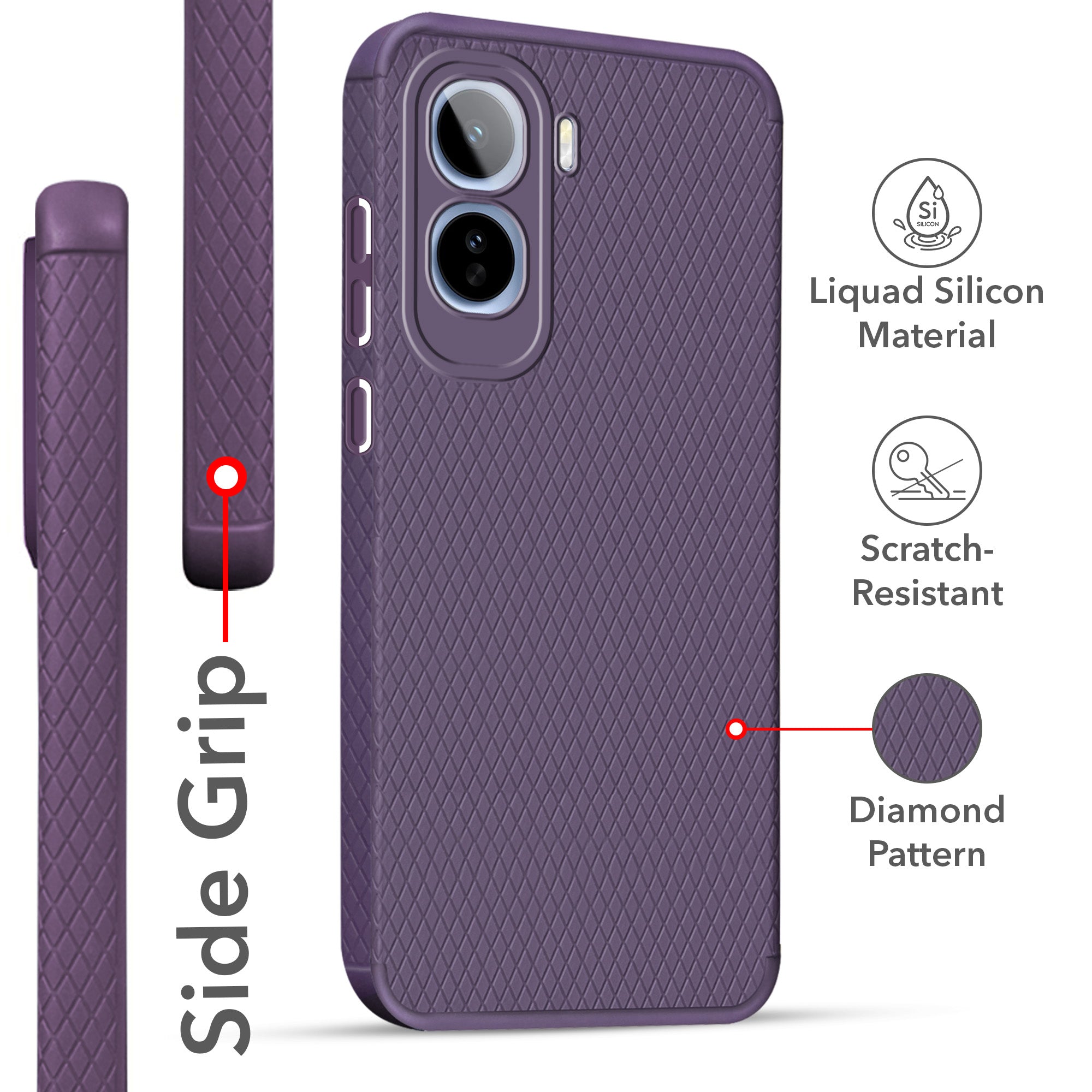For Vivo T5 Pro 5G Back Cover Case Liquid Silicone (Camera Protection | Side Grip Texture | Soft and Flexible)