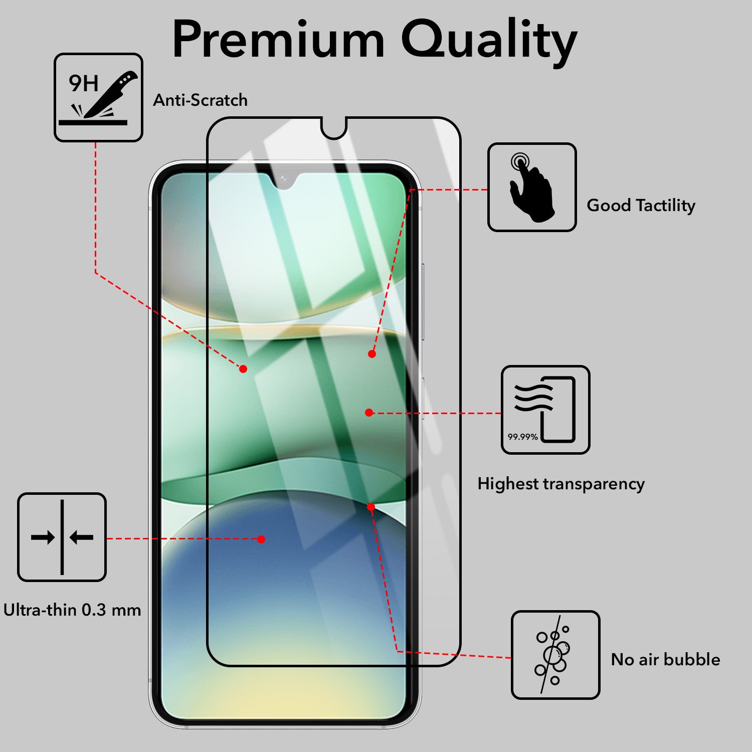 Tempered Glass For Redmi A5 4G Military-Grade Gorilla Screen Protector With Installation Kit | Shatterproof, Full Coverage, HD Clear, Scratch Resistant (Pack of 1)