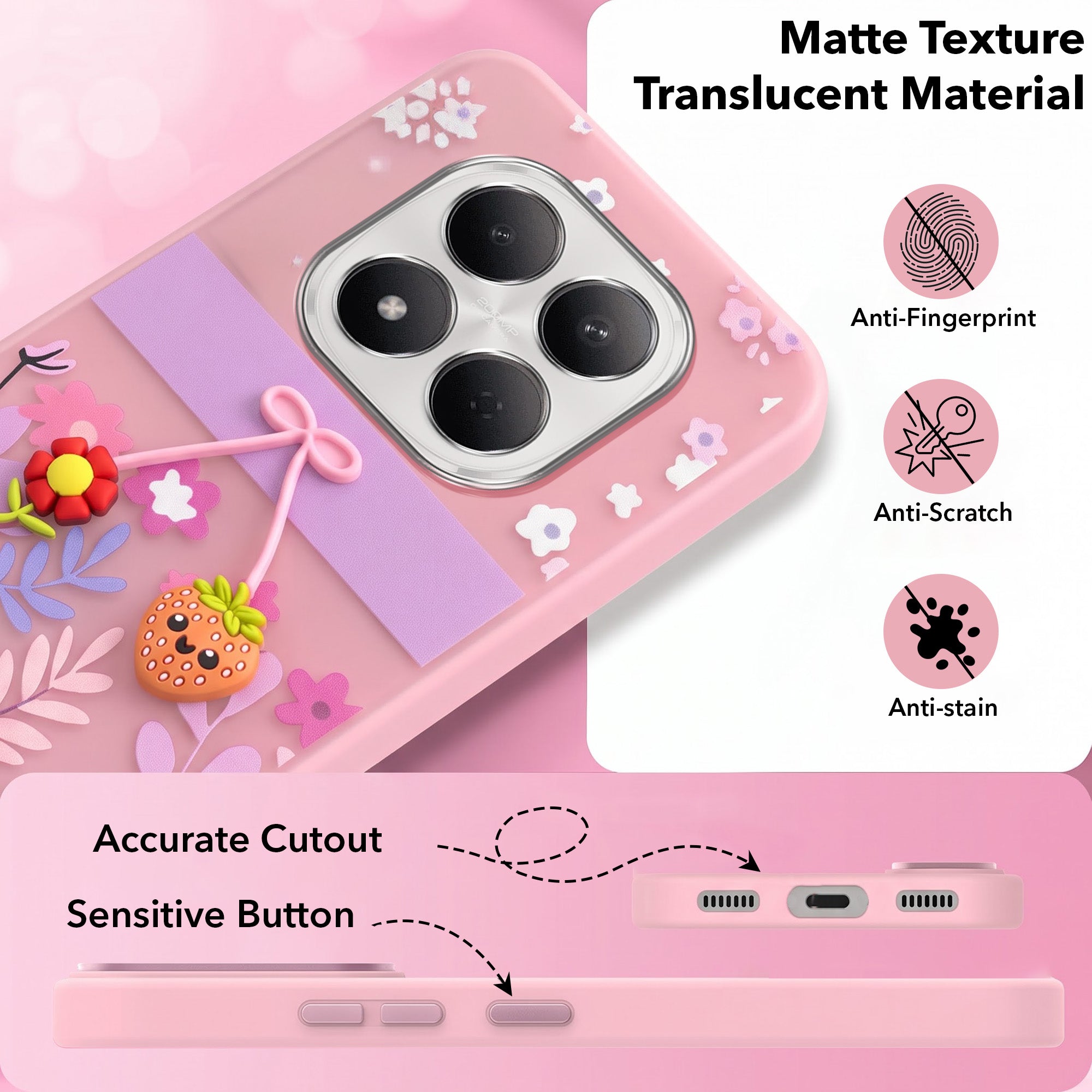 For Xiaomi Redmi Note 15 Pro 5G Back Cover Case (3D Cute Cartoons | Hard Back Side Soft | Matte Premium Finish | HD Printing)