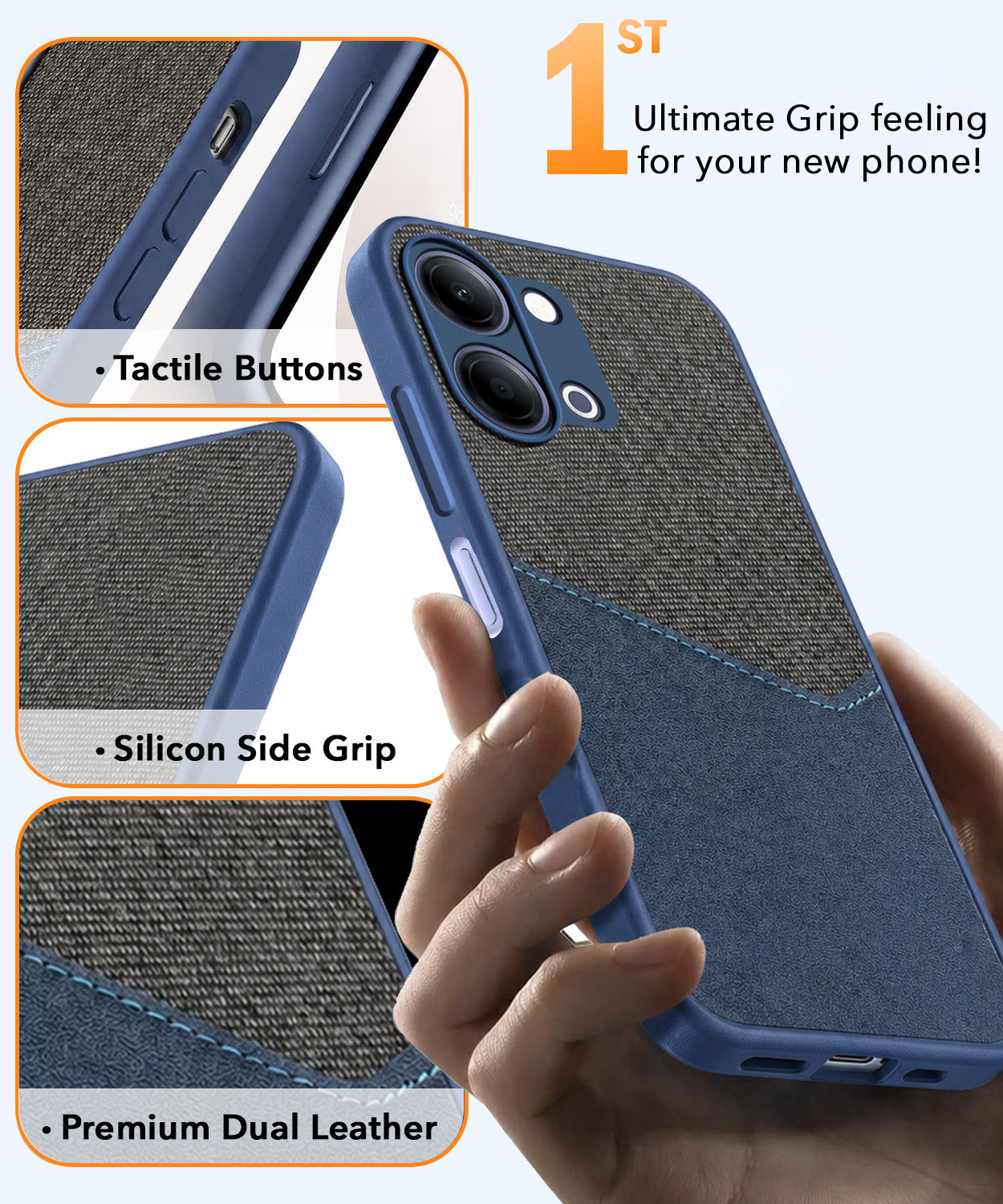 For Vivo iQOO Z11 Lite Back Cover Case (Dual PU Leather Stitch | Professional Minimalist | Soft and Flexible)