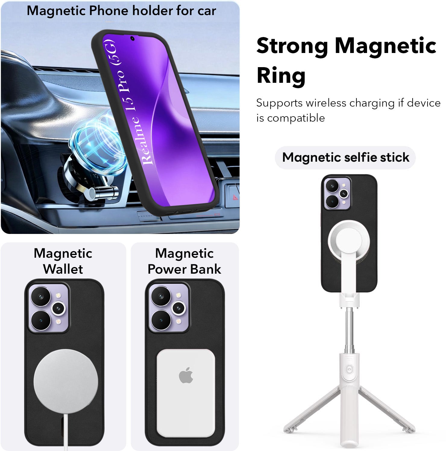 For Realme 15 Pro Back Cover Case Leather Finish (MagSafe Compatible Wireless Charging | Soft Touch | Camera Bump Protection)