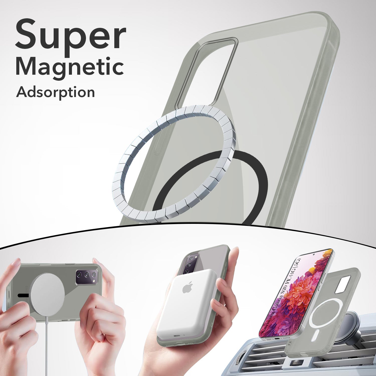 For Samsung Galaxy S20 FE 4G | S20 FE 5G Back Cover Case (Sleek Hard Crystal | Lifetime Anti-Yellow MagSaFe Compatible Clear Shockproof and Camera Protection)