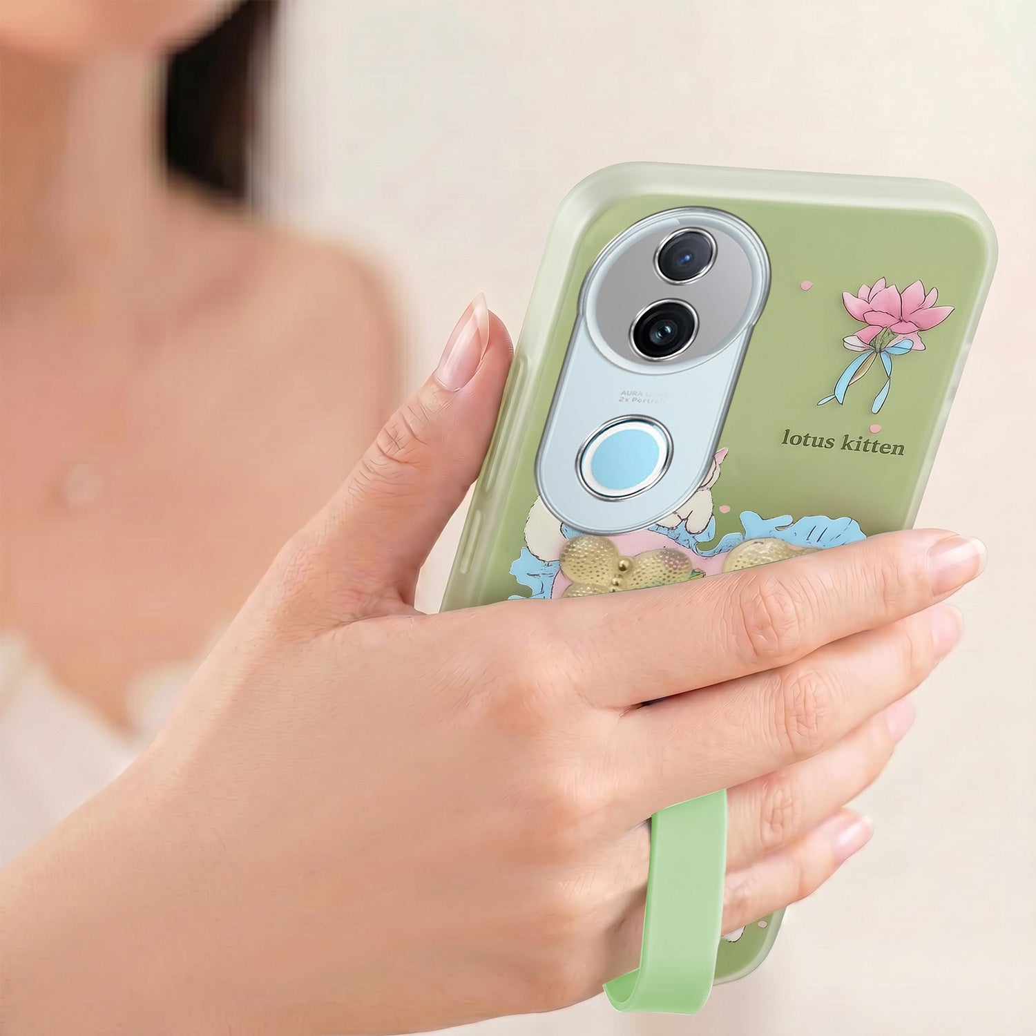 For Vivo iQOO Z10R Back Cover Case (3D Cute Heart Strap Holder | Camera Protection | Designer Girls Print)