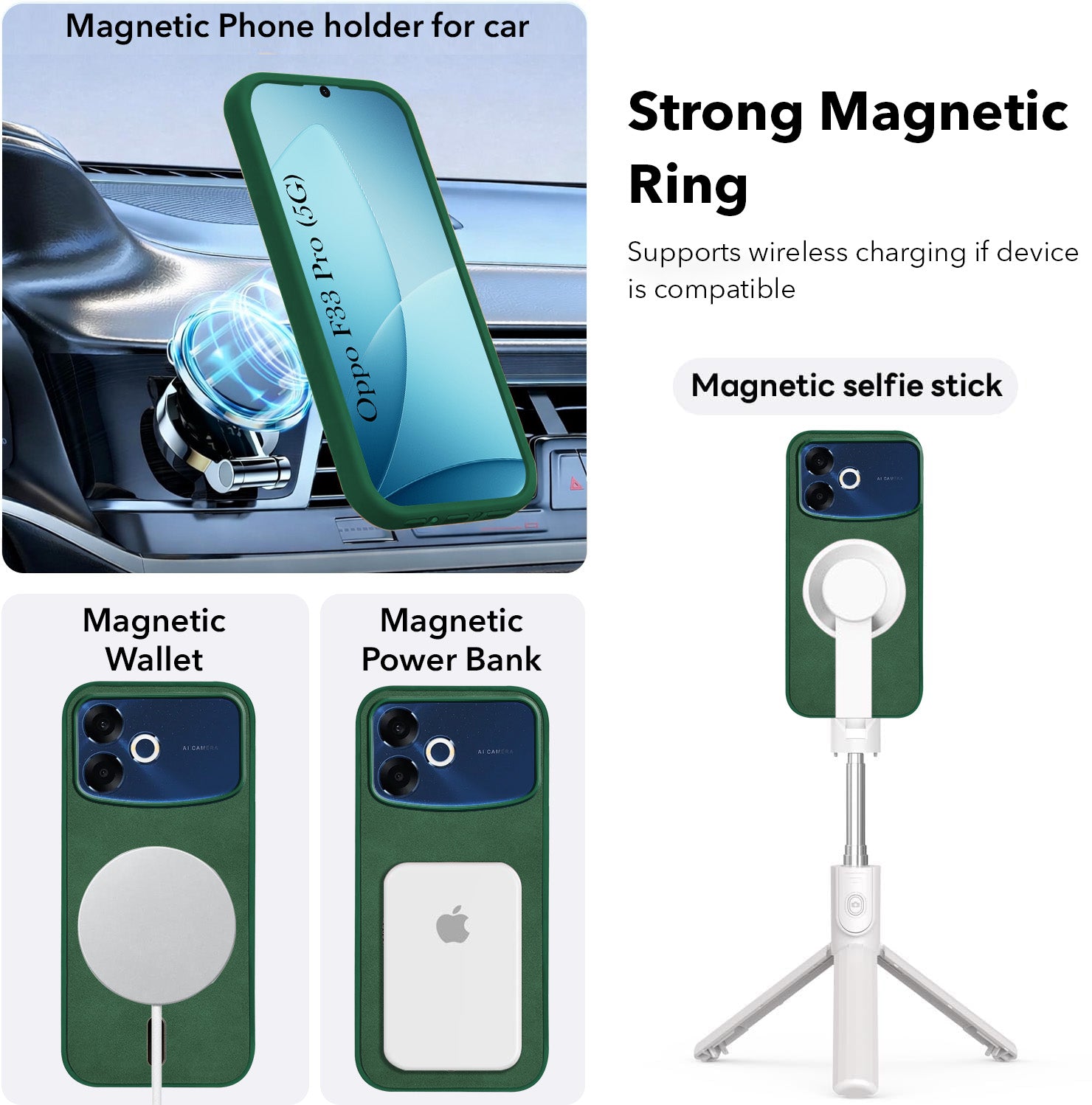 For Oppo F33 Pro 5G Back Cover Case Leather Finish (MagSafe Compatible Wireless Charging | Soft Touch | Camera Bump Protection)