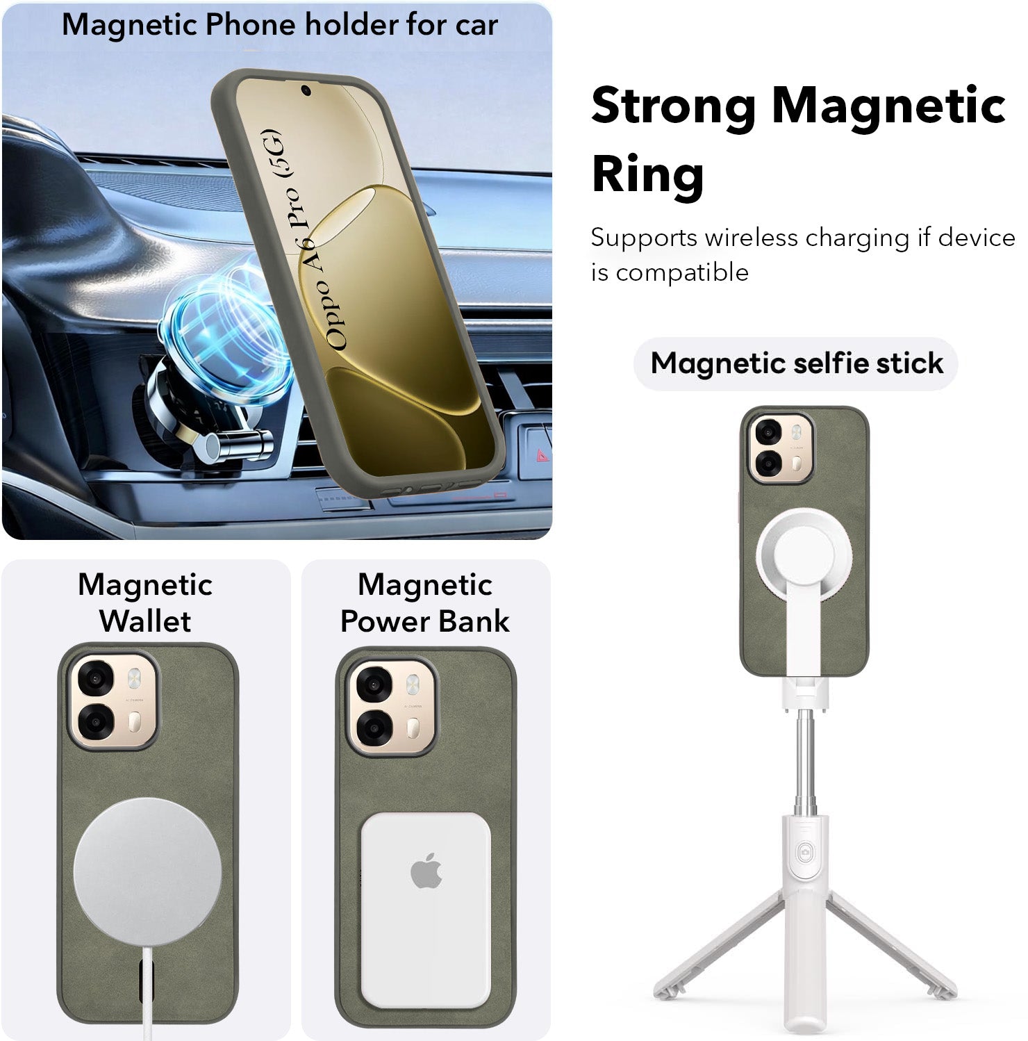 For Oppo A6 Pro Back Cover Case Leather Finish (MagSafe Compatible Wireless Charging | Soft Touch | Camera Bump Protection)