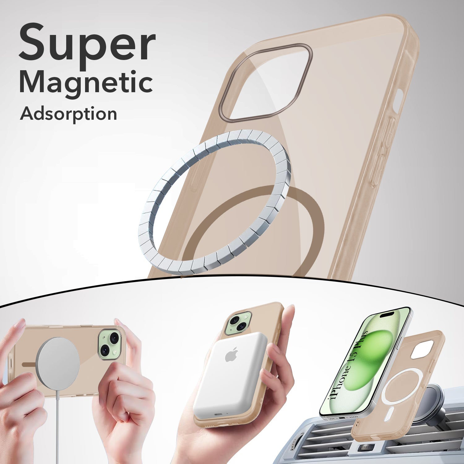 For Apple iPhone 15 Plus Back Case Cover Lifetime Anti-Yellow MagSafe Compatible Clear (Sleek Hard Crystal | Camera Protection and Shockproof)