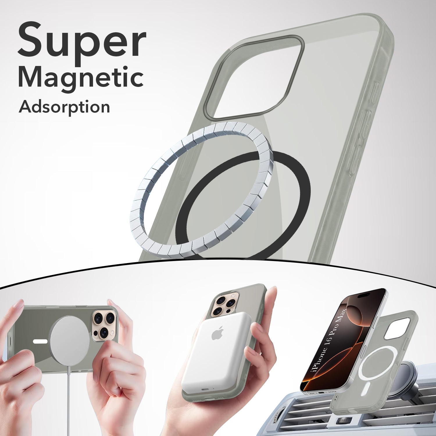 For Apple iPhone 16 Pro Max Back Cover Case Lifetime Anti-Yellow MagSafe Compatible Clear(Sleek Hard Crystal | Camera Protection and Shockproof)