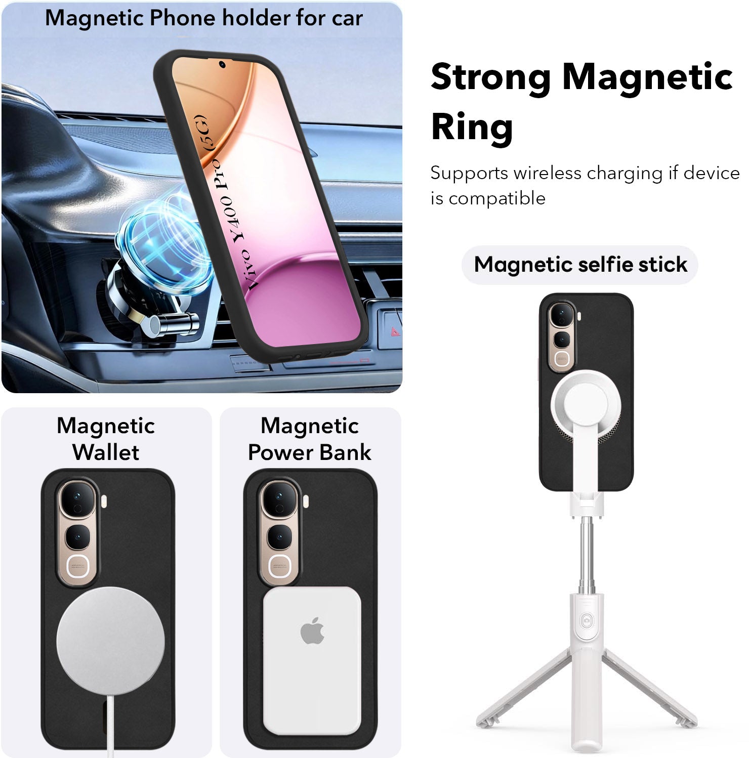 For Vivo Y400 Pro Back Cover Case Leather Finish (MagSafe Compatible Wireless Charging | Soft Touch | Camera Bump Protection)