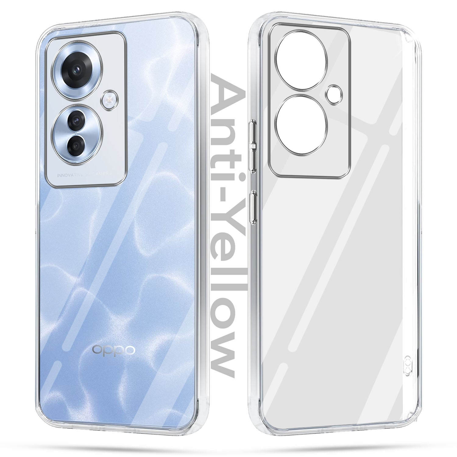 For Oppo F25 Pro 5G Combo with Back Cover and 9H Tempered Glass (Lifetime Anti-Yellow | Sleek Hard Crystal | Oleophobic Coating Screen Glass)