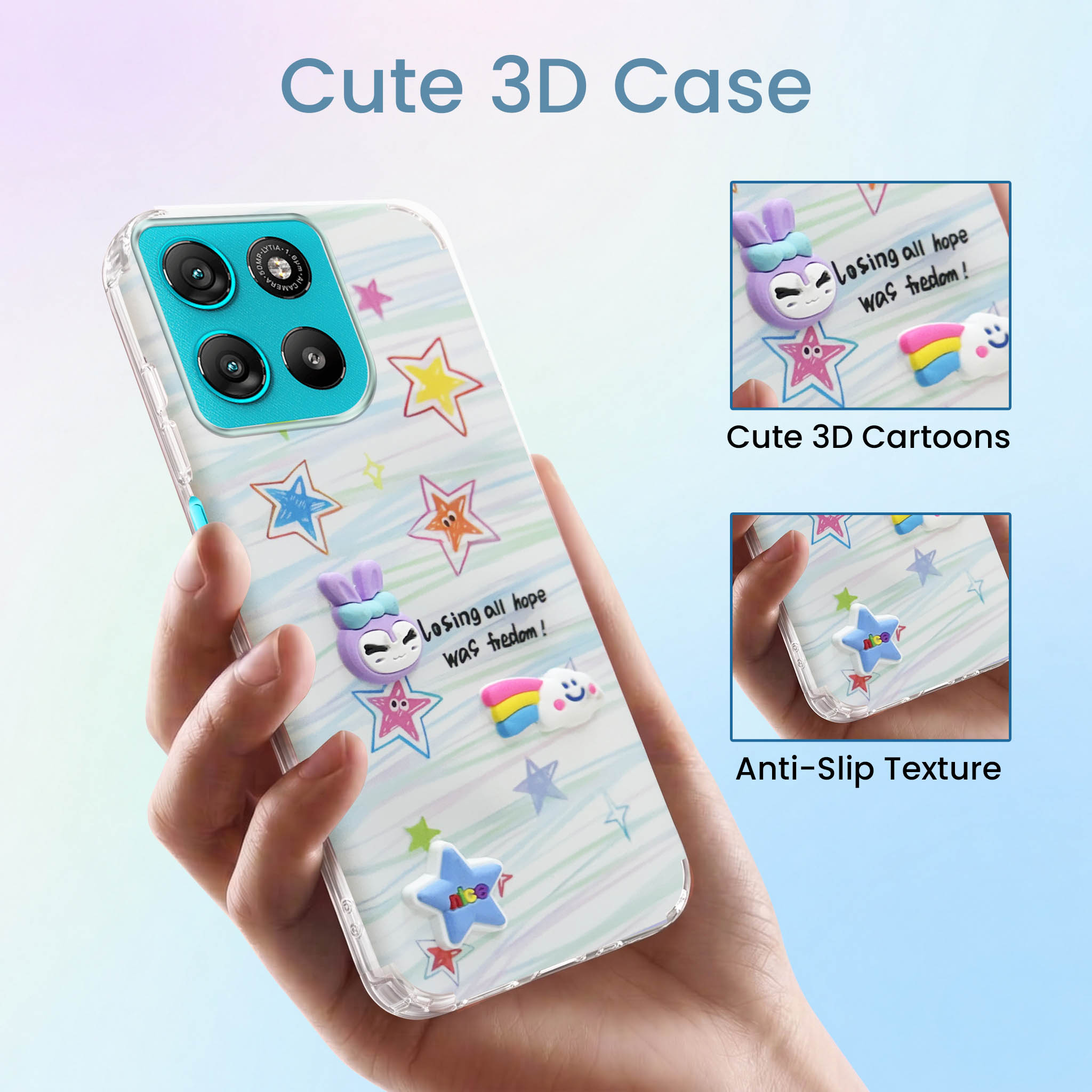 For Motorola Moto G67 Power | G57 Power Back Cover Case (3D Cute Cartoons | Hard Back Side Soft | Matte Premium Finish | HD Printing)