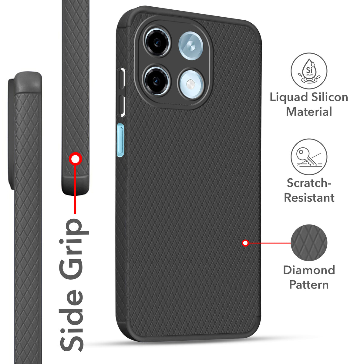 For Ai+ Nova 2 5G Back Cover Case Liquid Silicone (Camera Protection | Side Grip Texture | Soft and Flexible)