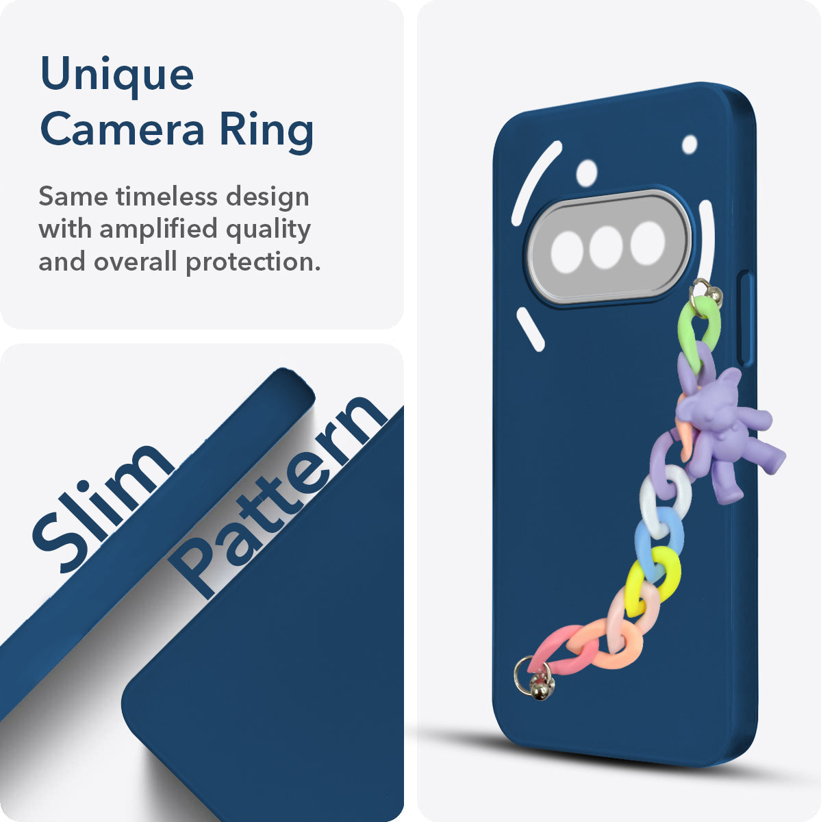 For Nothing Phone 3A Back Cover Case ( Wrist Hanging Chain | Teddy Bracelet Charms | Dual Color Matte Finish | Full Camera Protection | Sleek and