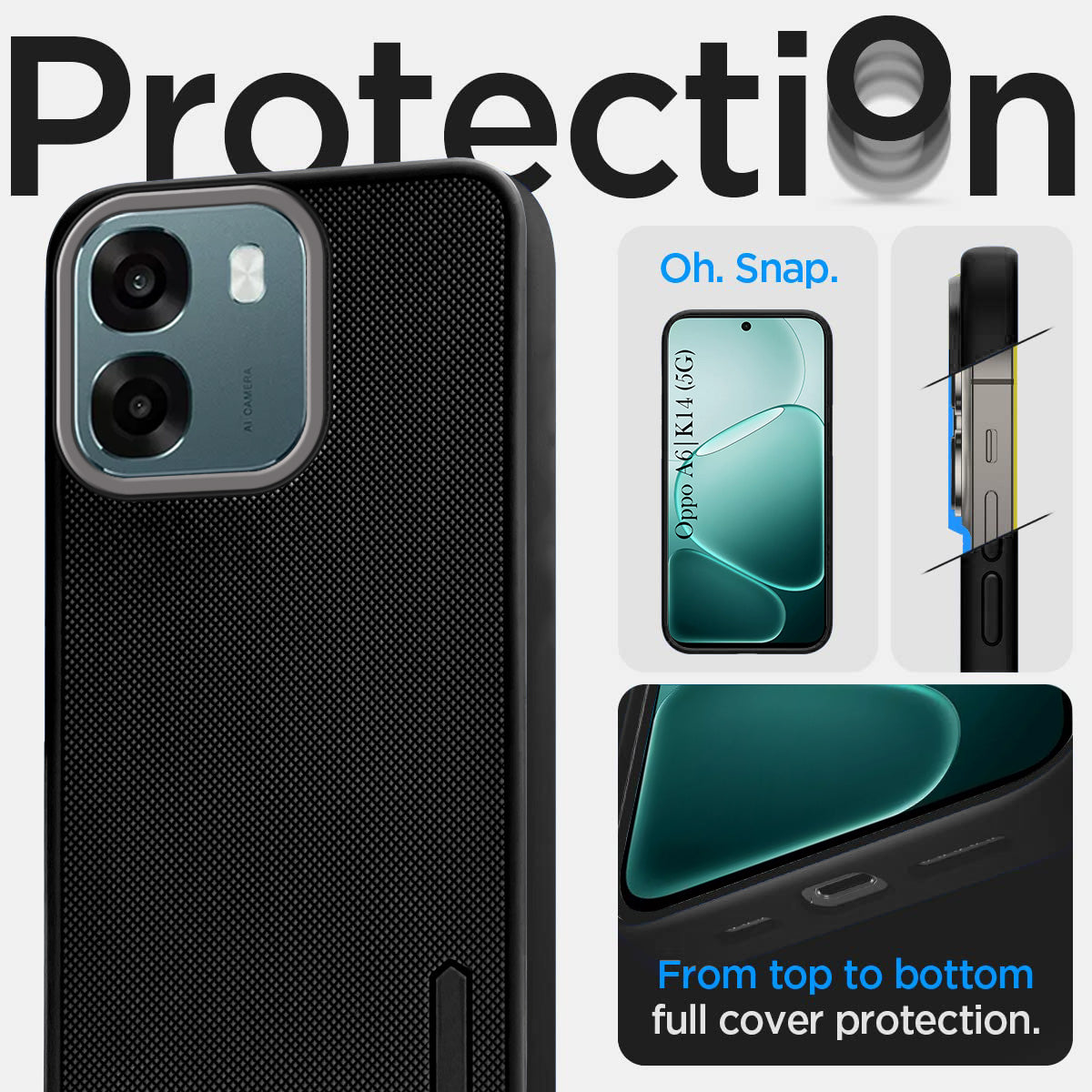 For Oppo A6 & Oppo K14 Back Cover Case Rubberised (Textured Grip Design | Micro-Fiber Cloth Inside | Slim and Light Weight | Soft Touch and Feel)