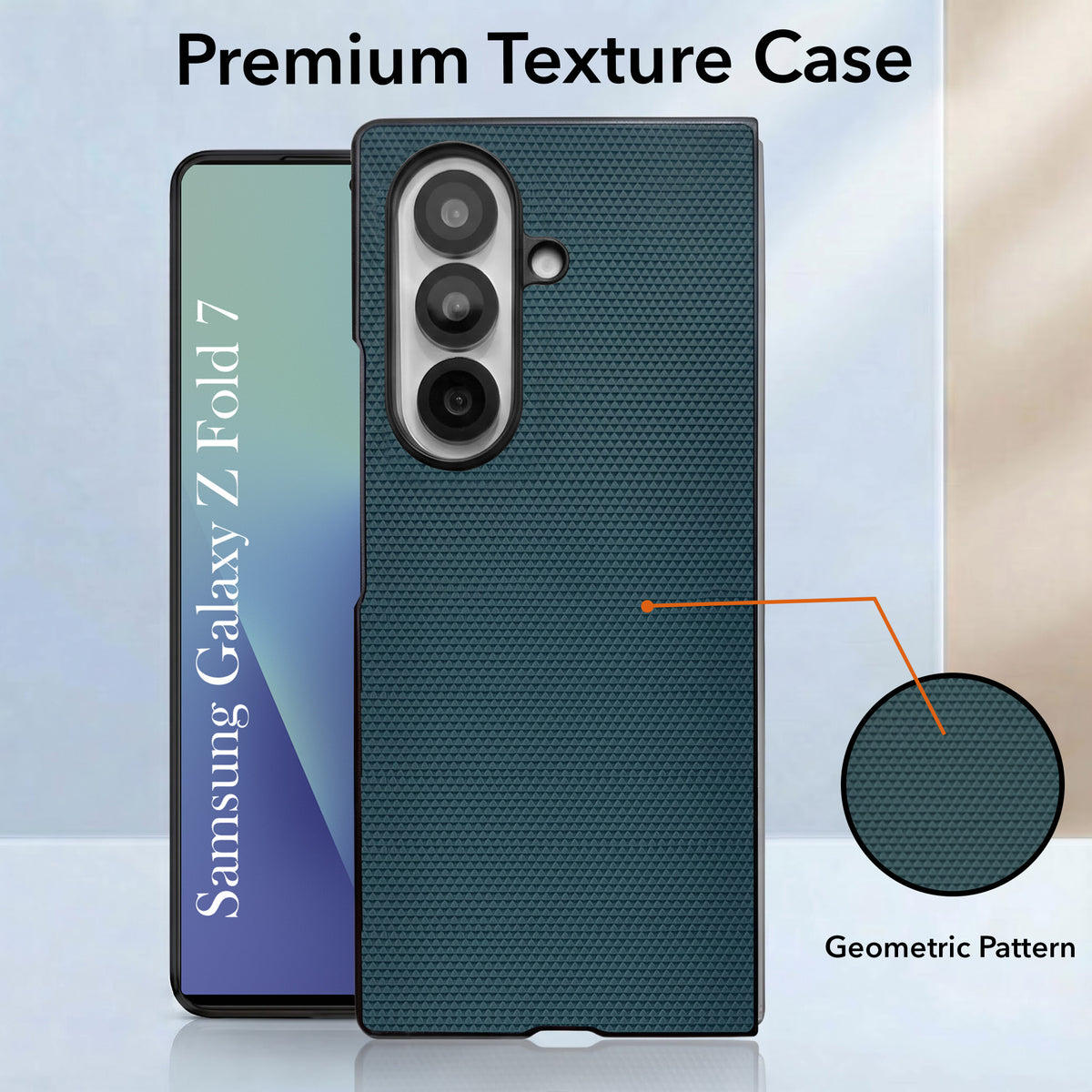 For Samsung Galaxy Z Fold 7 Premium Cover Case (Geometric Textured Hard PC | Soft Cloth Lining & Slim Shockproof Protection)
