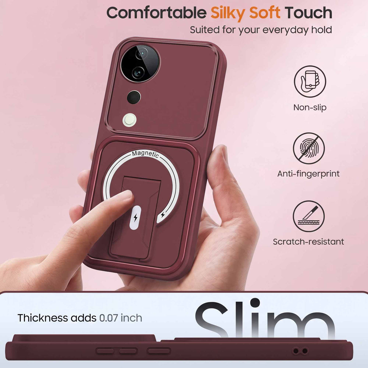 For Vivo T3 Ultra Back Case Cover Metallic (Hybrid Armor Kickstand | MagSafe Compatible | Camera Protection Shockproof)