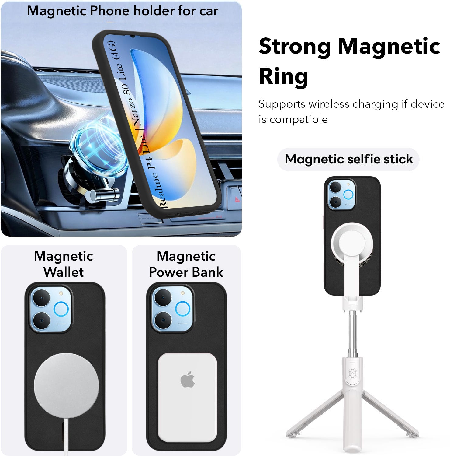For Realme P4 Lite | Realme Narzo 80 Lite 4G Back Cover Case Leather Finish (MagSafe Compatible Wireless Charging | Soft Touch | Camera Bump Protection)