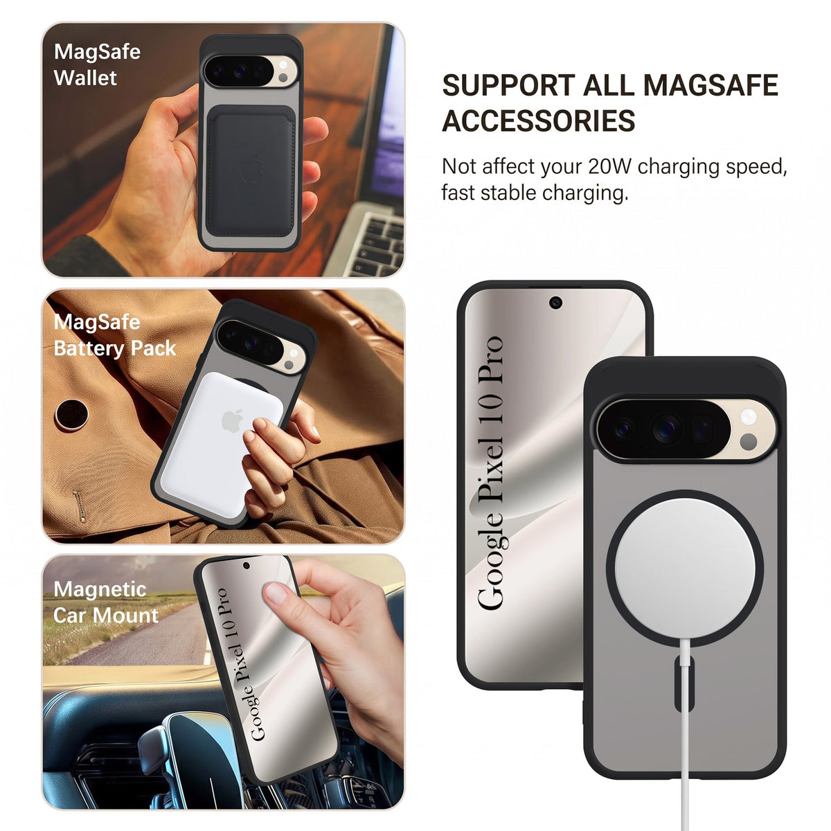 For Google Pixel 10 Pro Matte Finish Back Case Cover (MagSafe Compatible | Translucent Soft Touch | Slim and Unbreakable)