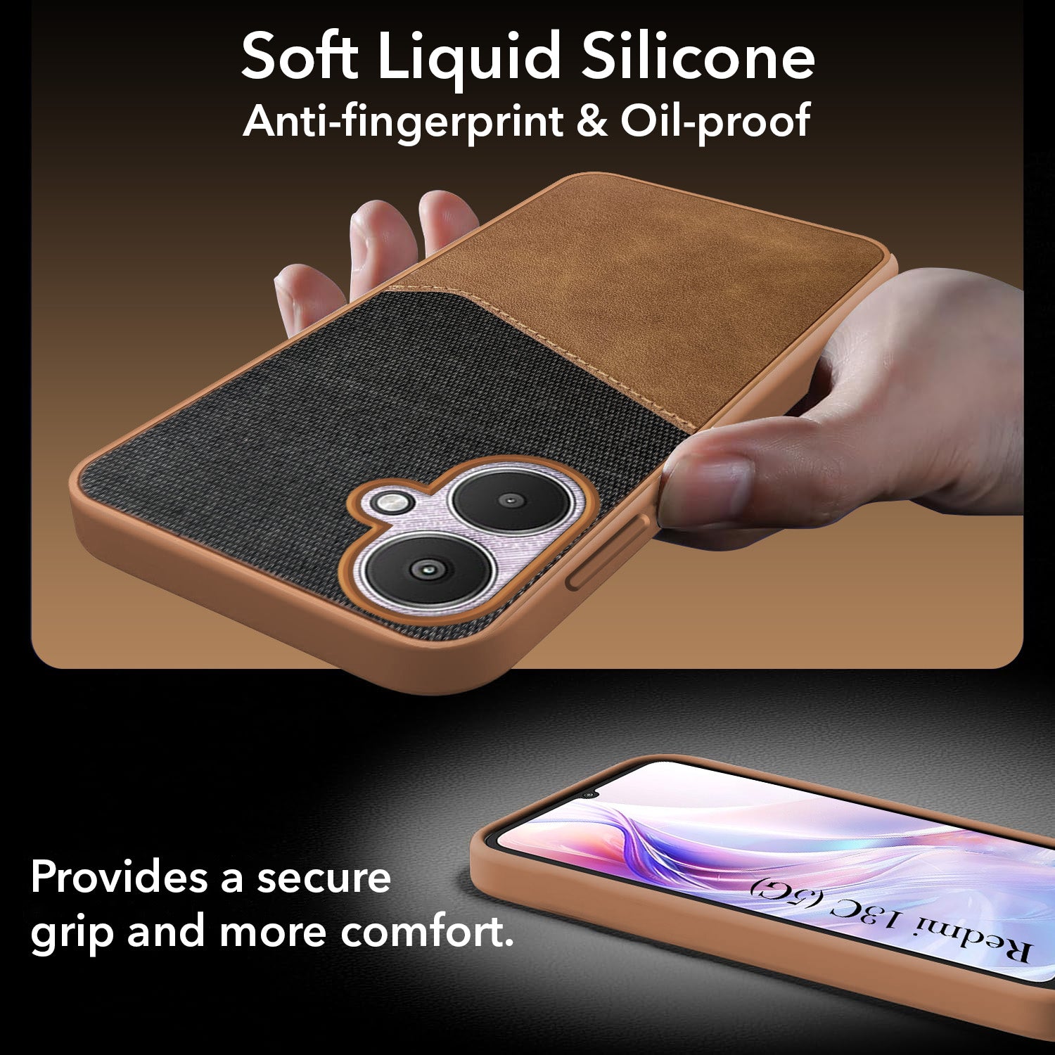 For Redmi 13C 5G Back Cover Case (Dual PU Leather Stitch | Professional Minimalist | Soft and Flexible)