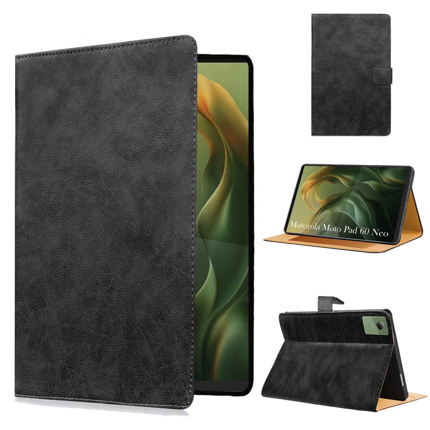 For Motorola Moto Pad 60 Neo 11 Inch Flip Cover Folio Cover (PU Leather | Multi-Angle Smart Stand | Card Storage Slots | Silicone Back Pouch)