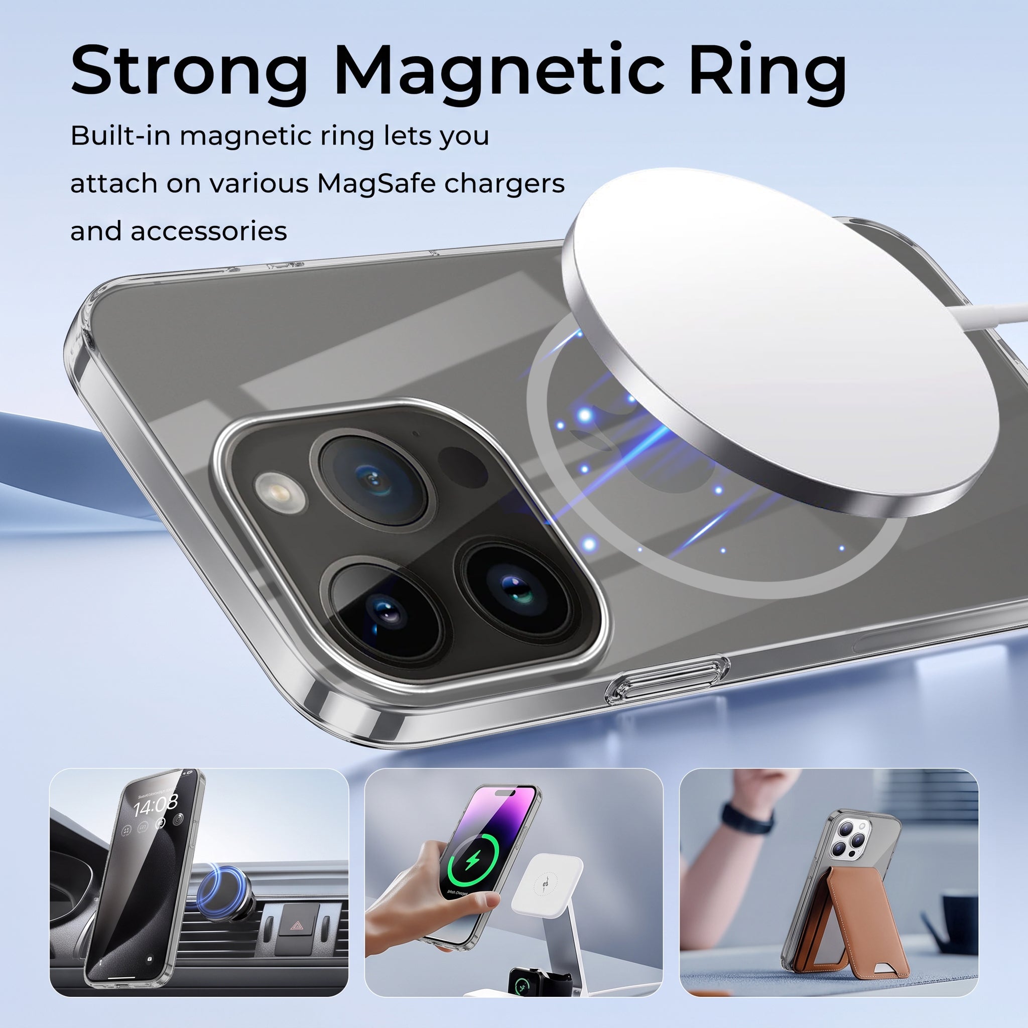 For Apple iPhone 14 Pro Back Case Cover Crystal Anti Yellow (Unbreakable PC | MagSafe Wireless Charging Support |Camera Protection Bump)