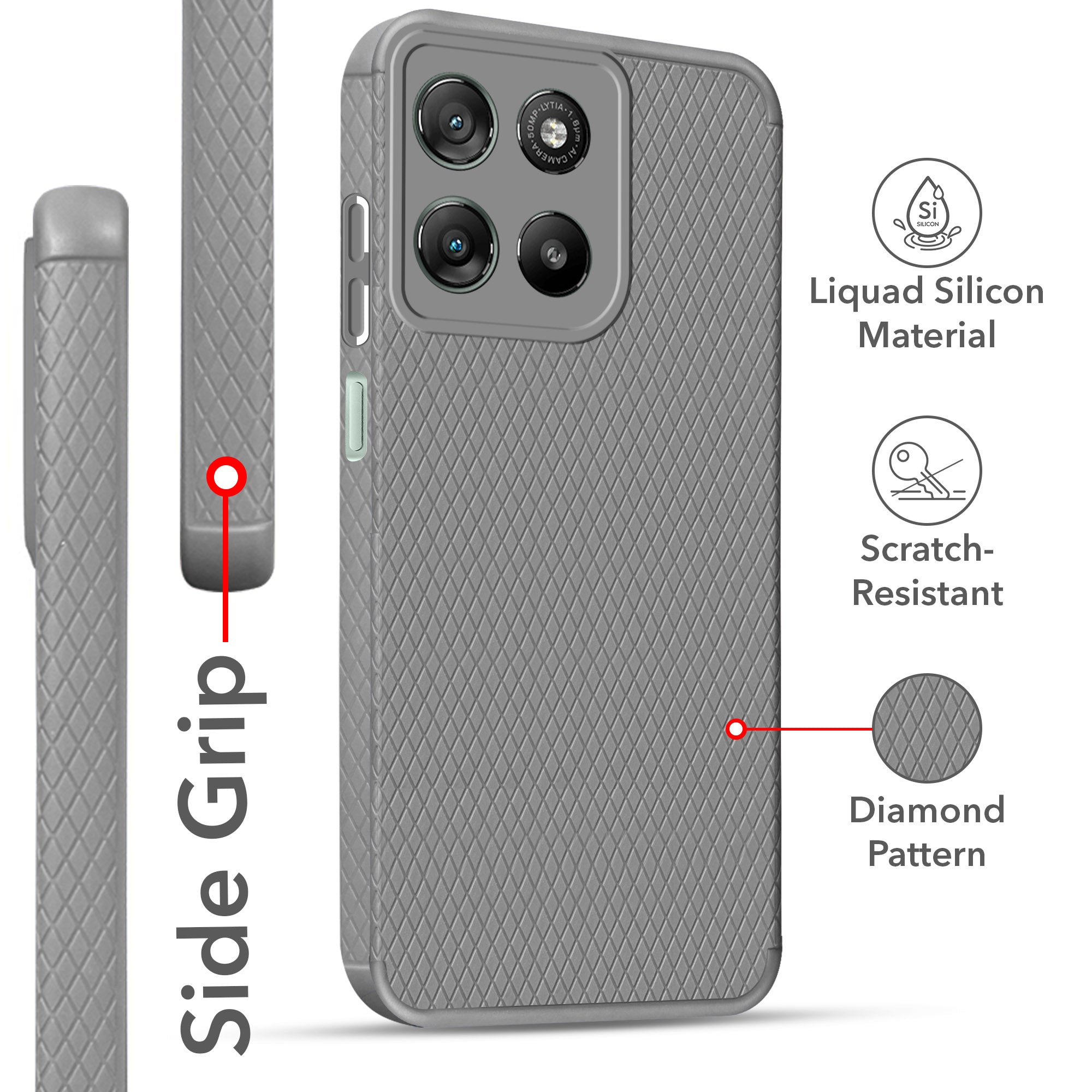 For Motorola Moto G67 Power | G57 Power Back Cover Case Liquid Silicone (Camera Protection | Side Grip Texture | Soft and Flexible)