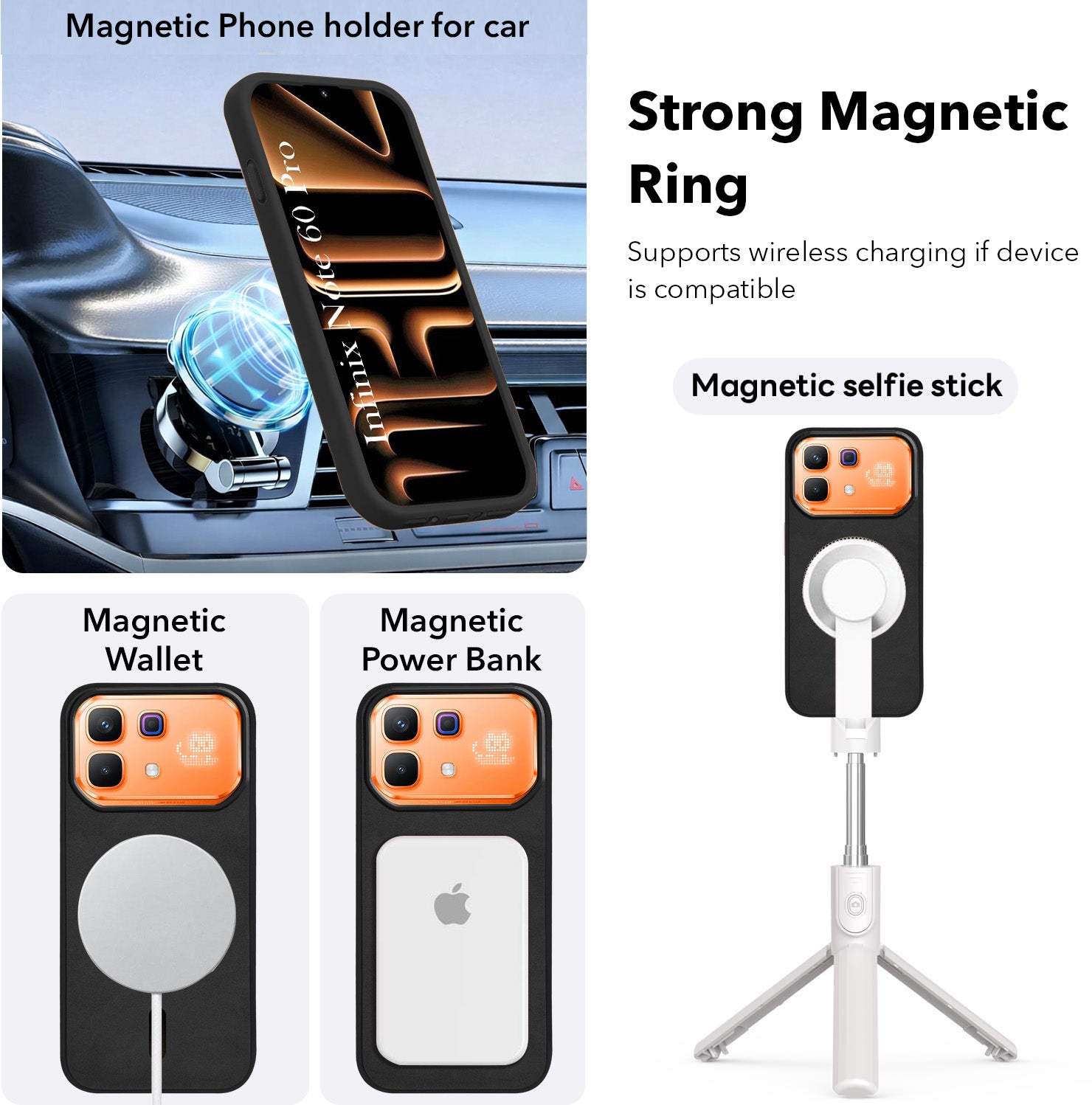 For Infinix Note 60 Pro 5G Back Cover Case Leather Finish (MagSafe Compatible Wireless Charging | Soft Touch | Camera Bump Protection)