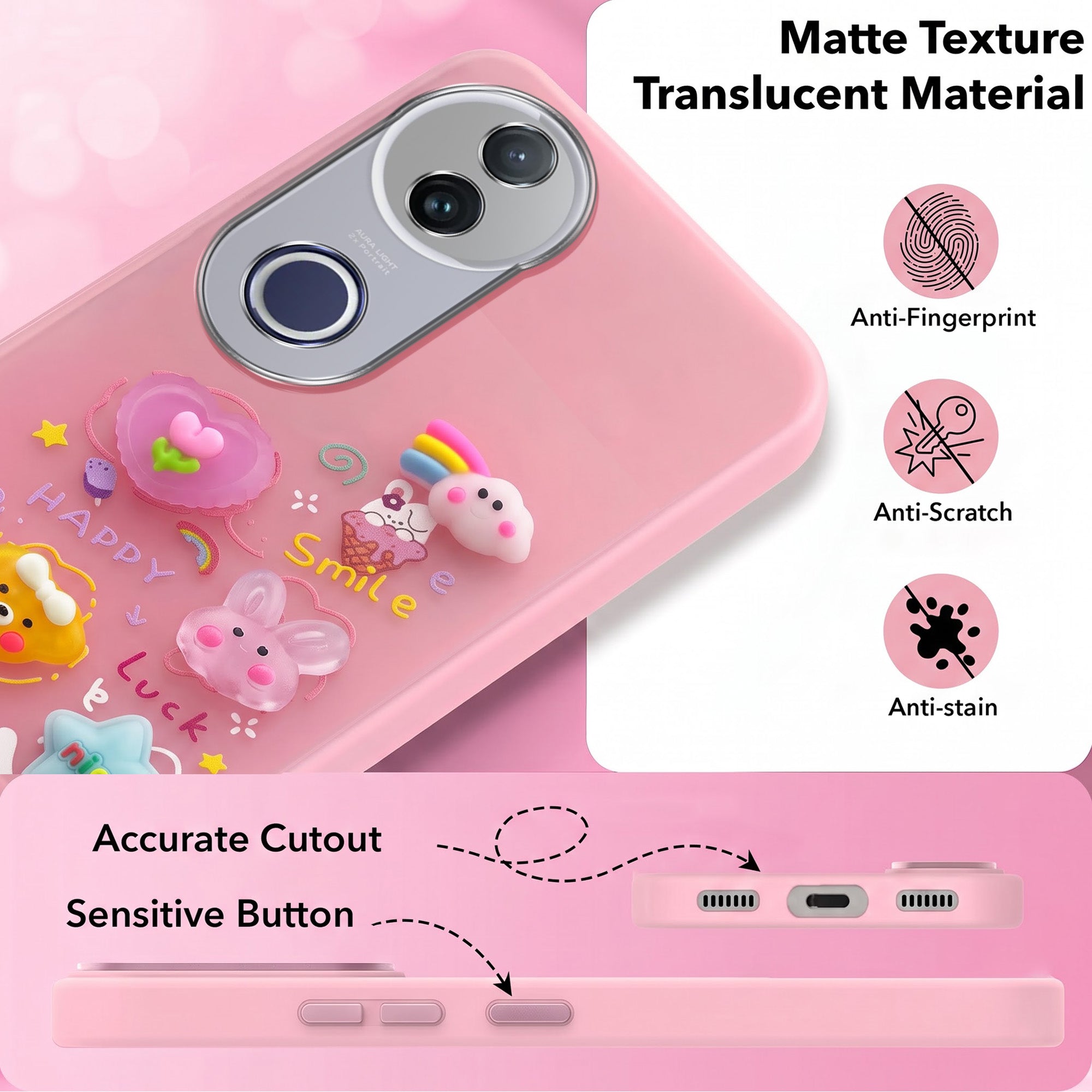 For Vivo T4R Back Cover Case (3D Cute Cartoons | Hard Back Side Soft | Matte Premium Finish | HD Printing)