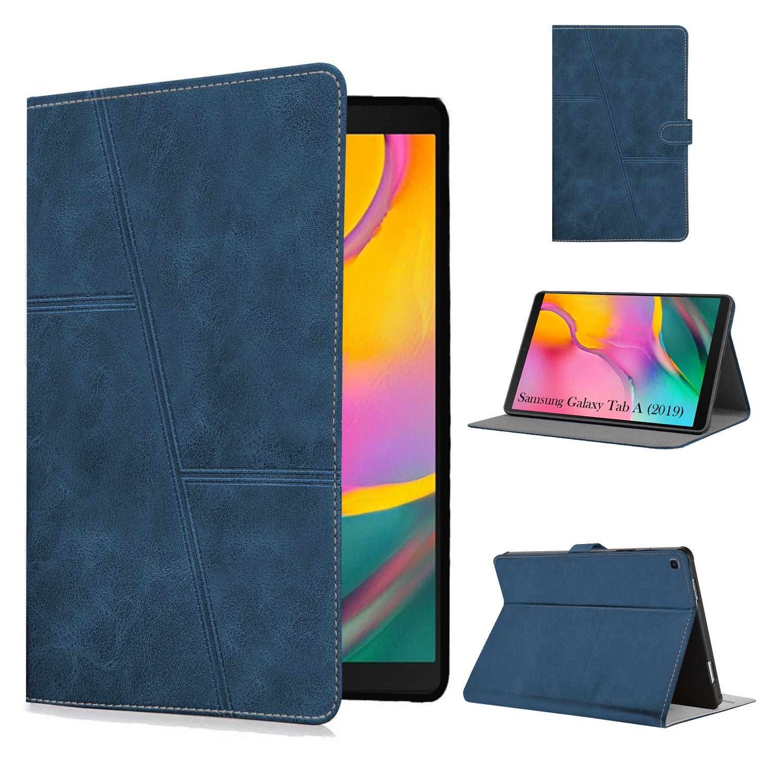 For Samsung Galaxy Tab A (2019) 10.1 Inch SM-T515/T510 Flip Cover Folio Case (PU Leather | Multi-Angle Smart Stand | Card Storage Slots | Silicone Back Pouch)