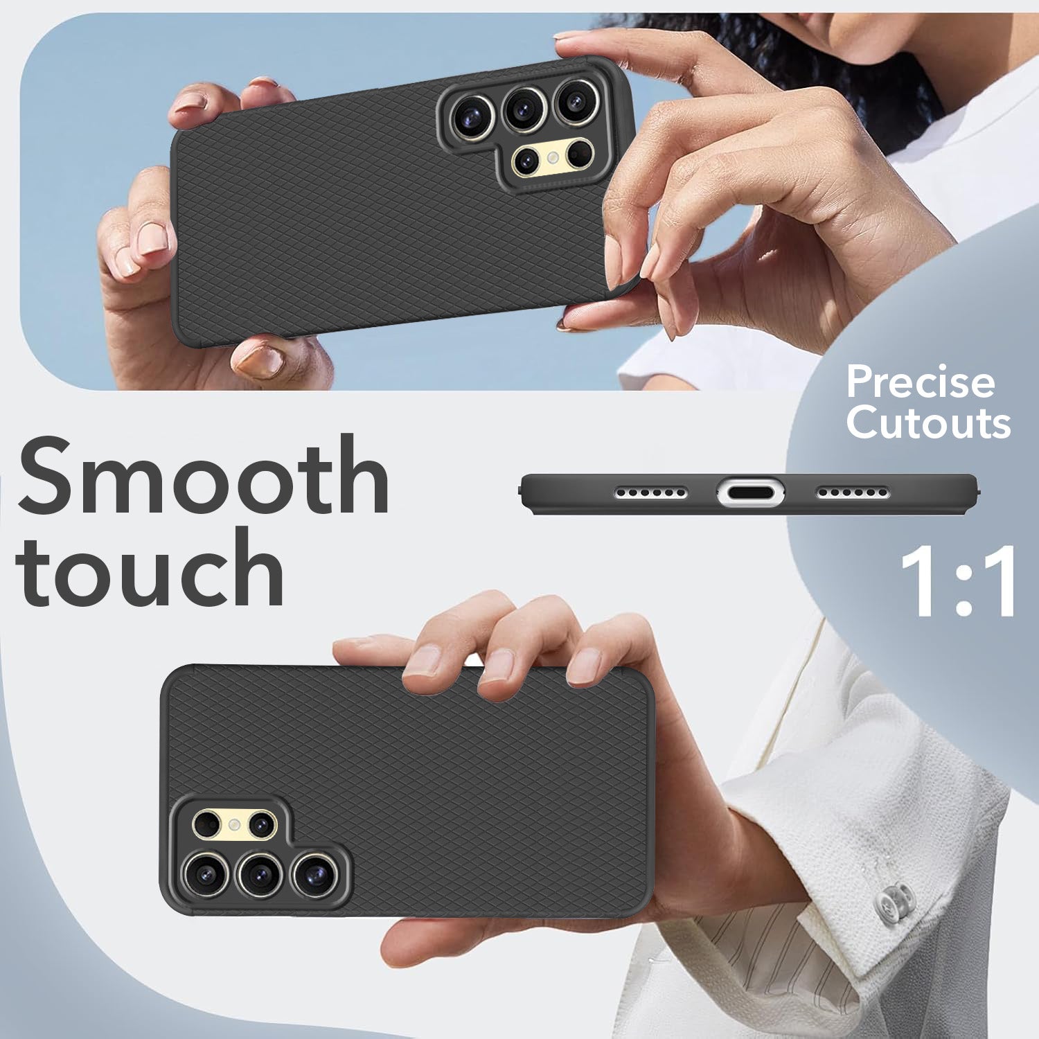 For Samsung Galaxy S24 Ultra Back Cover Case (Liquid Silicone | Side Grip | Camera Protection)