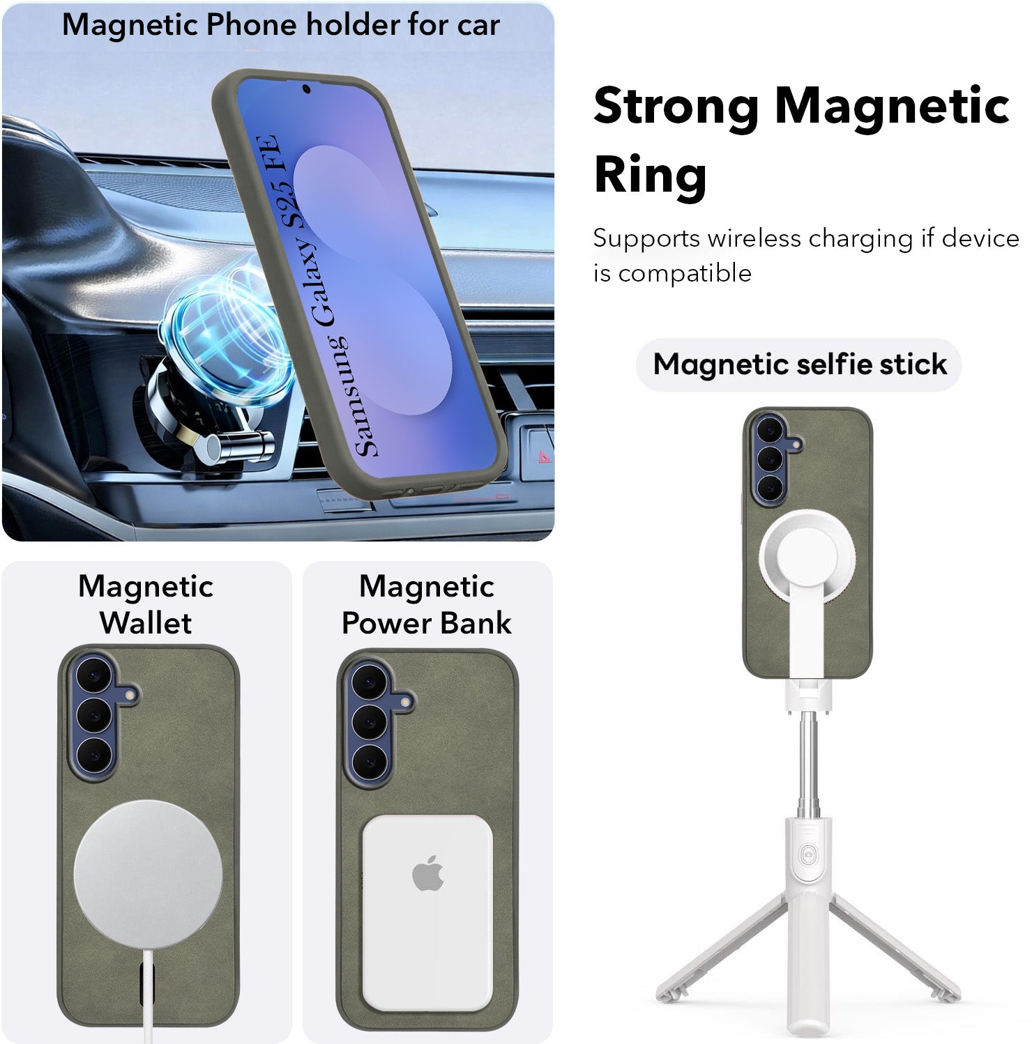 For Samsung Galaxy S25 FE Back Cover Case Leather Finish (MagSafe Compatible Wireless Charging | Soft Touch | Camera Bump Protection)