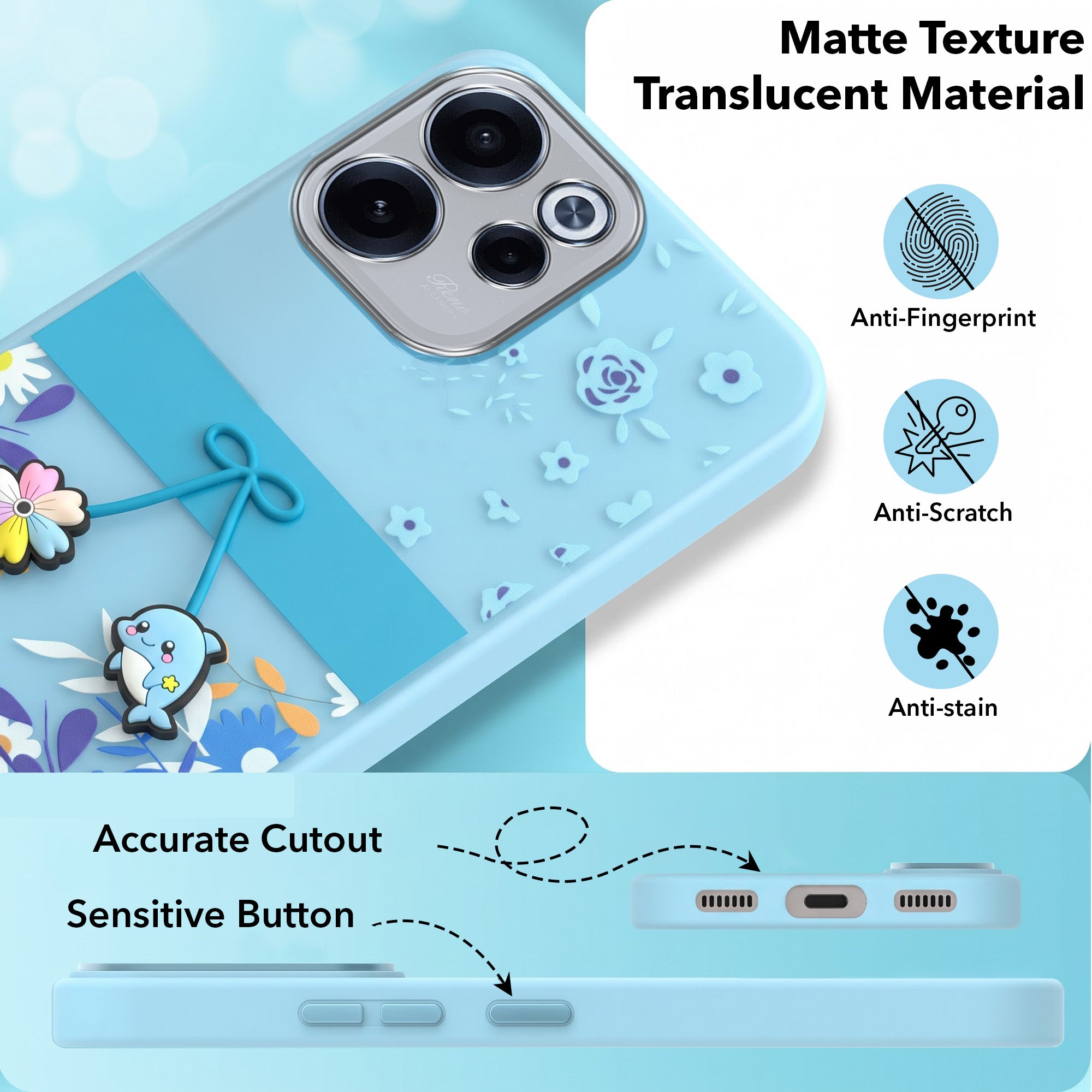 For Oppo Reno 15c Back Cover Case (3D Cute Cartoons | Hard Back Side Soft | Matte Premium Finish | HD Printing)