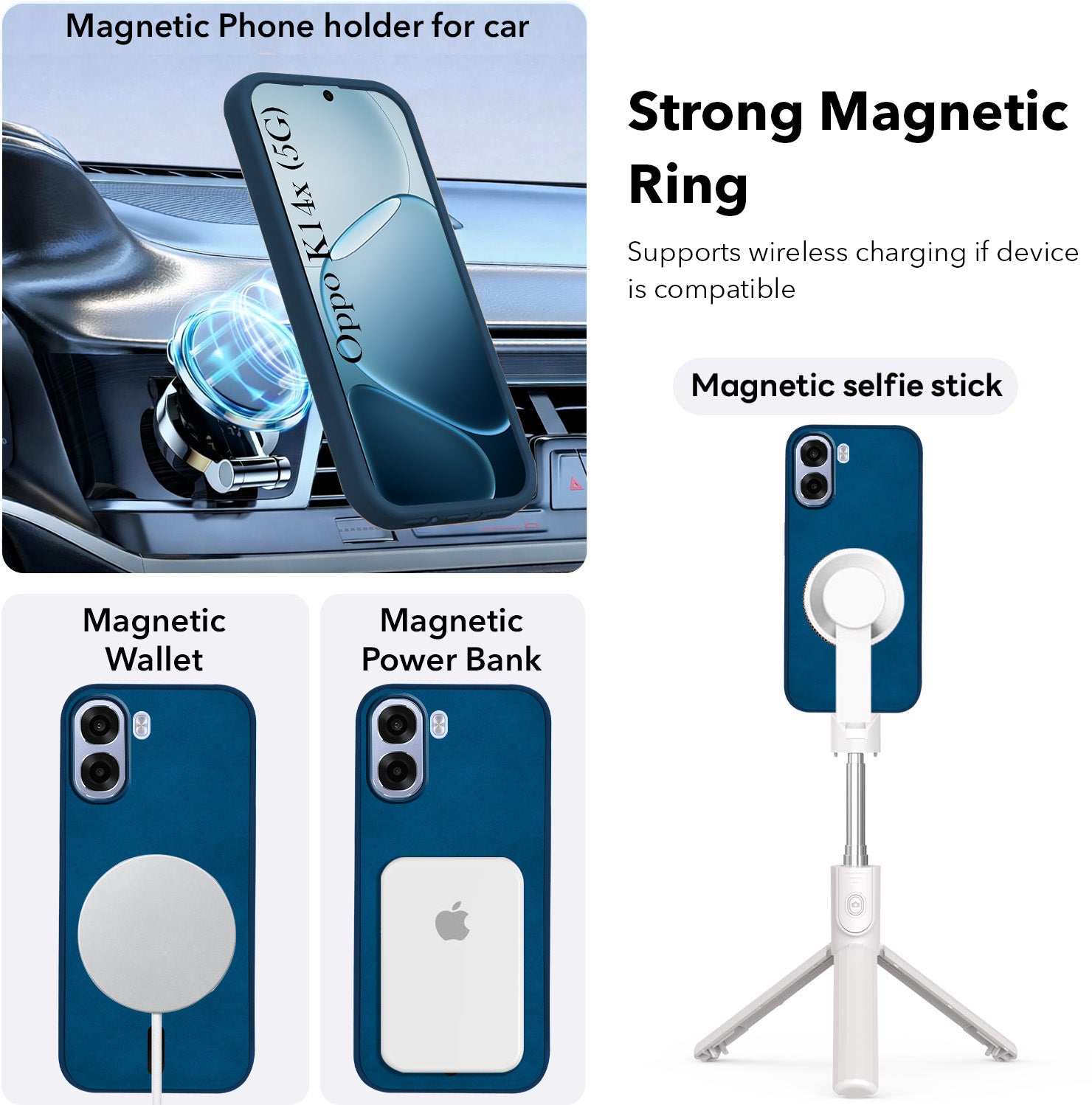 For Oppo K14x 5G Back Cover Case Leather Finish (MagSafe Compatible Wireless Charging | Soft Touch | Camera Bump Protection)