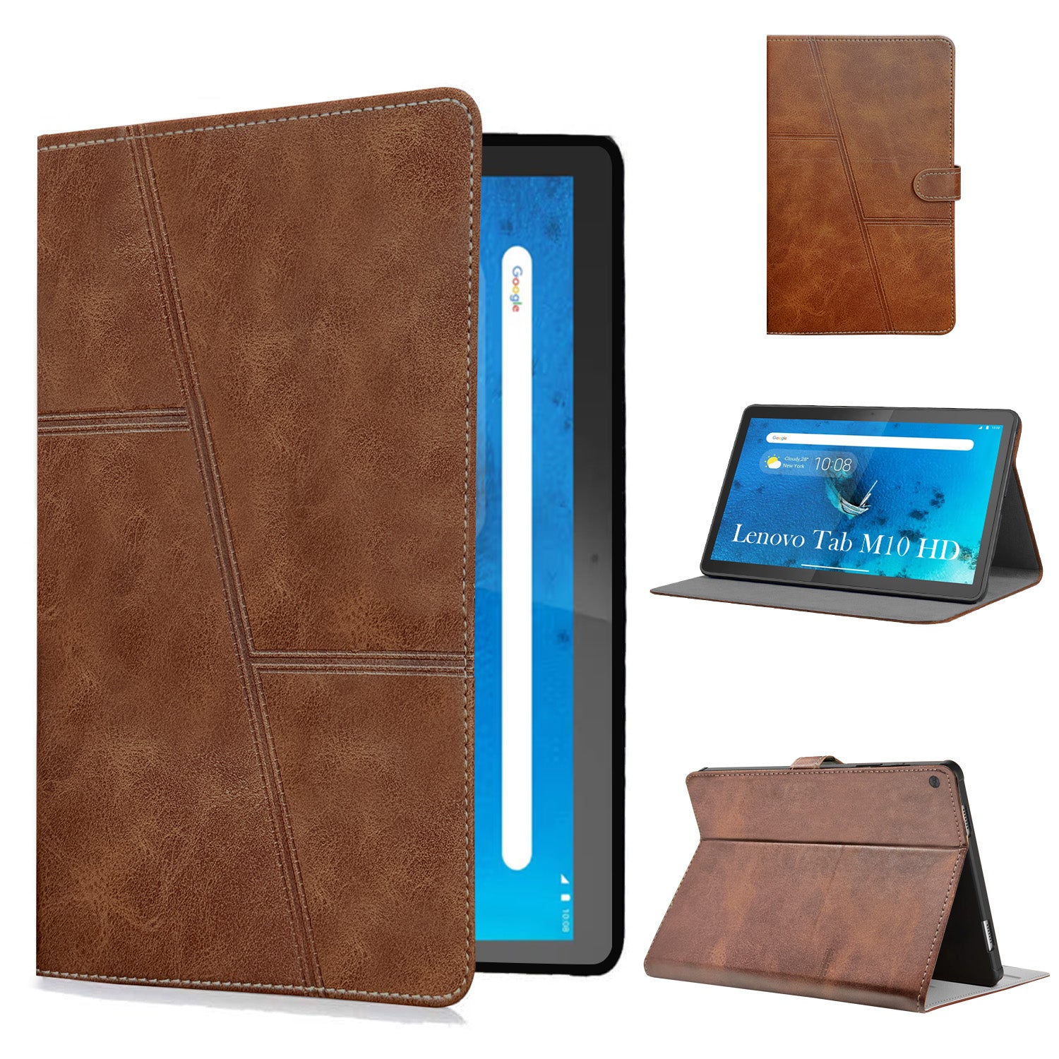 For Flip Cover Folio Case Lenovo Tab M10 HD (TB-X306X) 12 Inch (PU Leather | Multi-Angle Smart Stand | Card Storage Slots | Silicone Back Pouch)