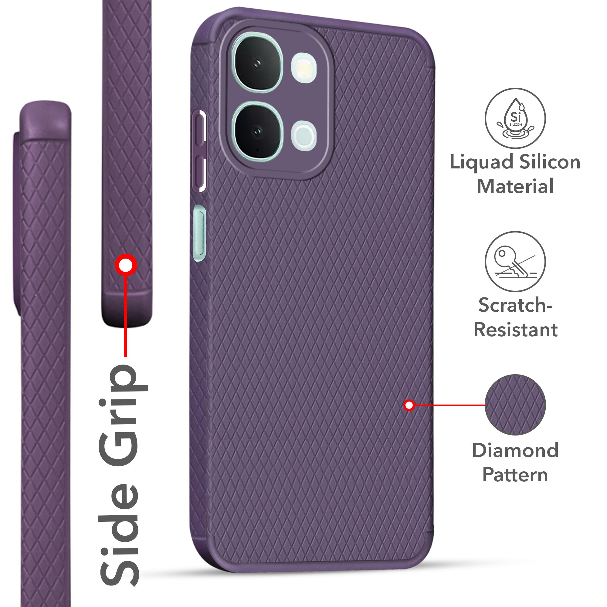 For Vivo iQOO Z11x 5G Back Cover Case Liquid Silicone (Camera Protection | Side Grip Texture | Soft and Flexible)