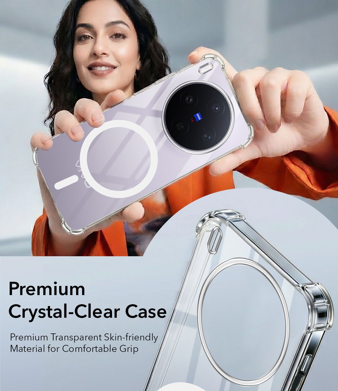 For Vivo X300 5G Back Cover Shockproof Crystal-Clear (Magsafe Wireless Support | Drop & Camera Protection | Hard Polycarbonate)