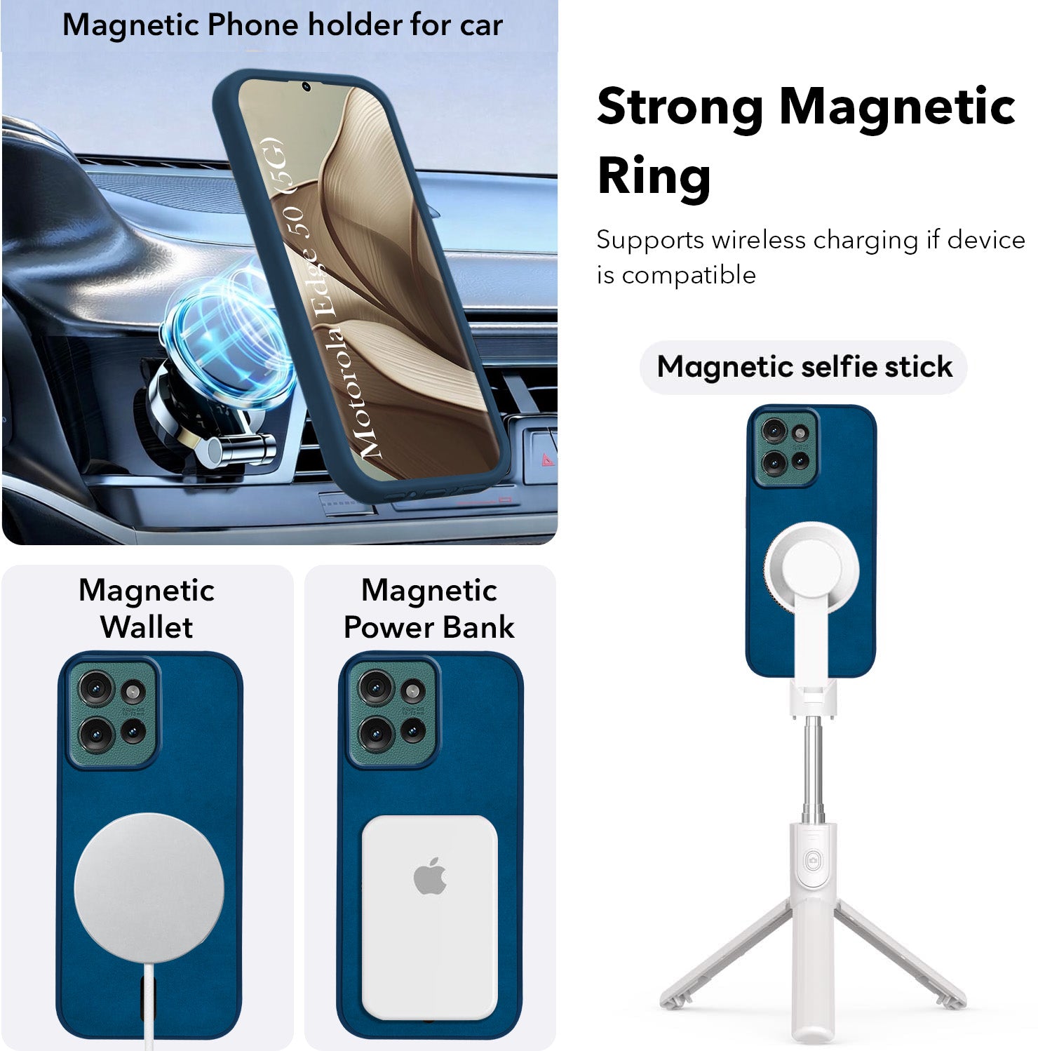 For Motorola Moto Edge 50 5G Back Cover Case Leather Finish (MagSafe Compatible Wireless Charging | Soft Touch | Camera Bump Protection)