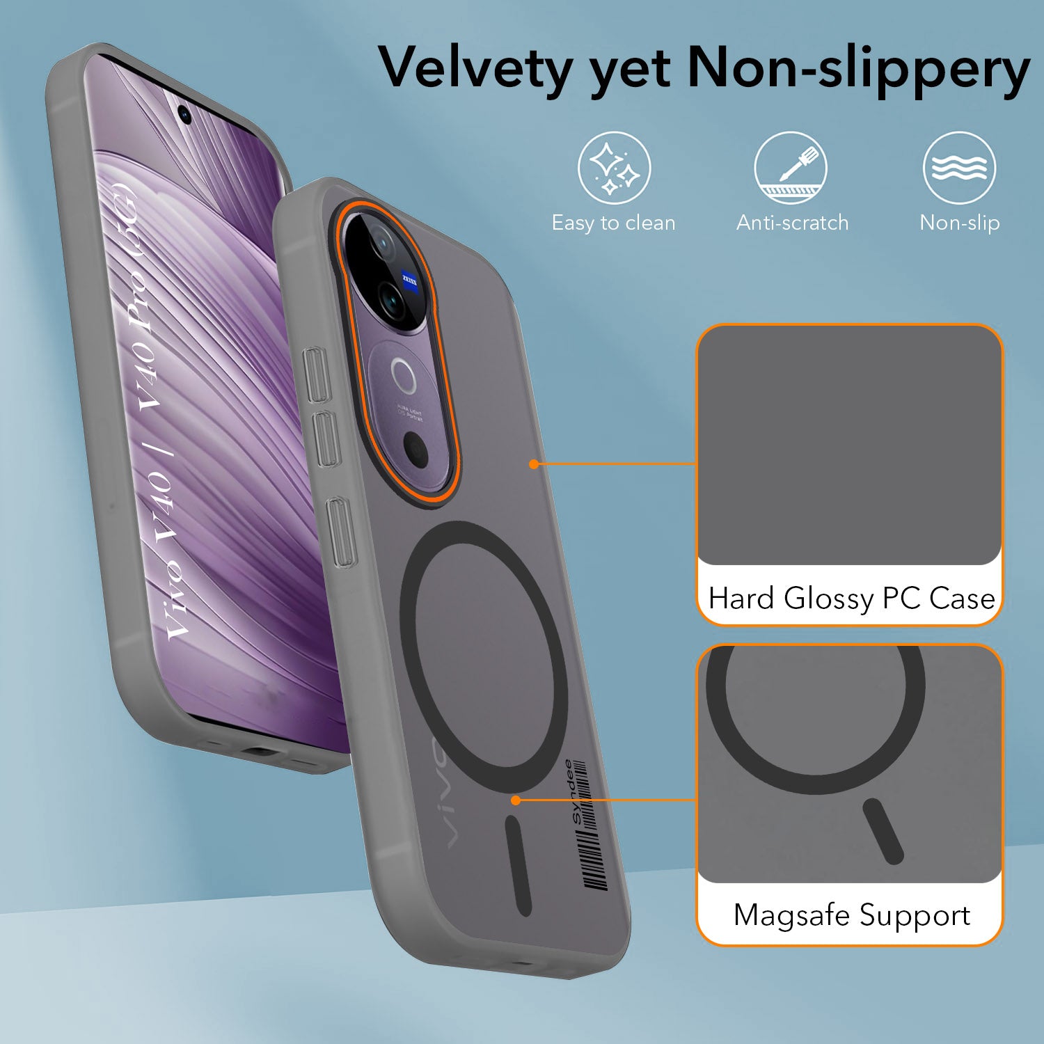 For Vivo V40 | Vivo V40 Pro 5G Back Cover Case (Soft Touch | Camera Bump Protection | MagSafe Compatible | Matte Finish)
