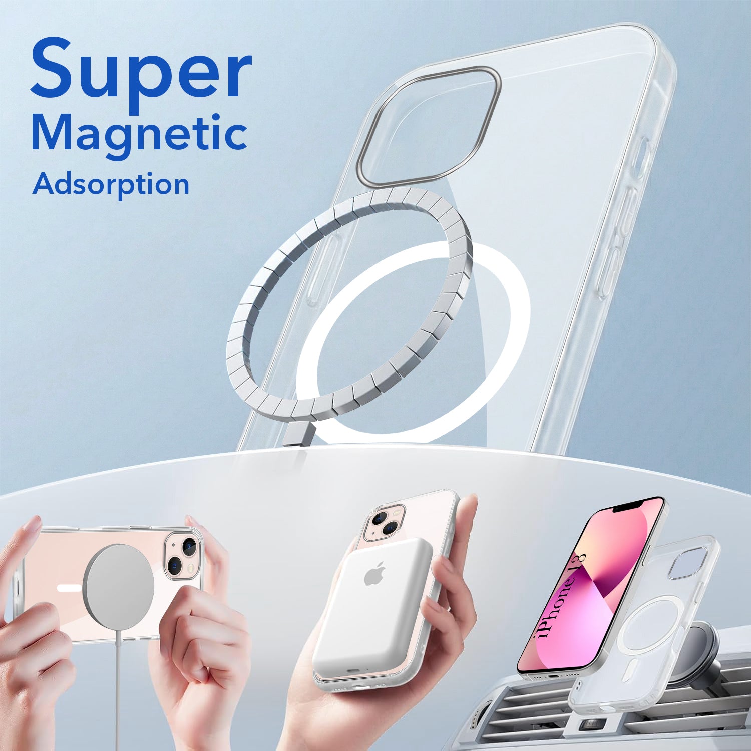 For Apple iPhone 13 Back Cover Case Lifetime Anti-Yellow MagSafe Compatible Clear (Sleek Hard Crystal | Camera Protection and Shockproof)