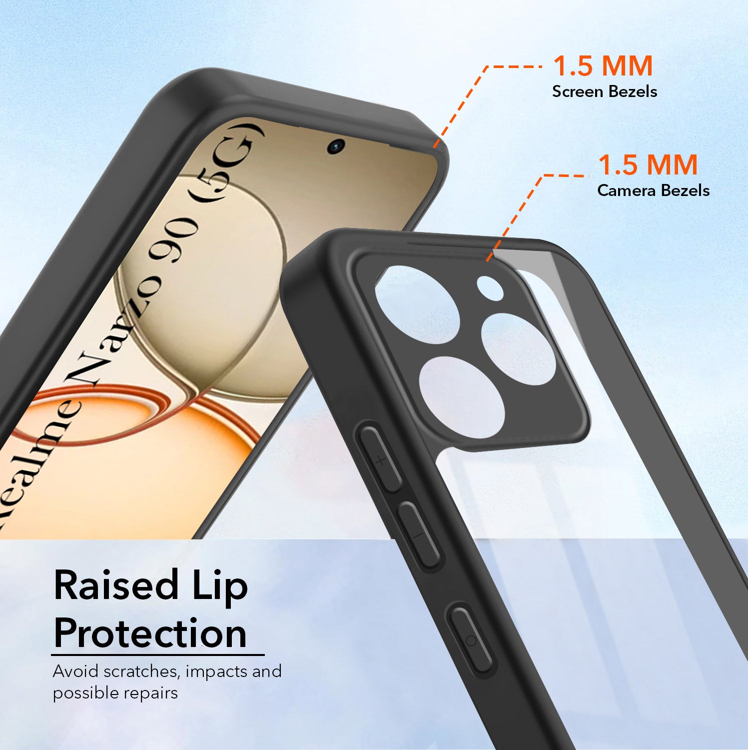 For Realme 15T | Realme Narzo 90 Combo with Back Cover and 9H Tempered Glass (Lifetime Anti-Yellow | Crystal Clear Shockproof | Oleophobic Coating Screen Glass)