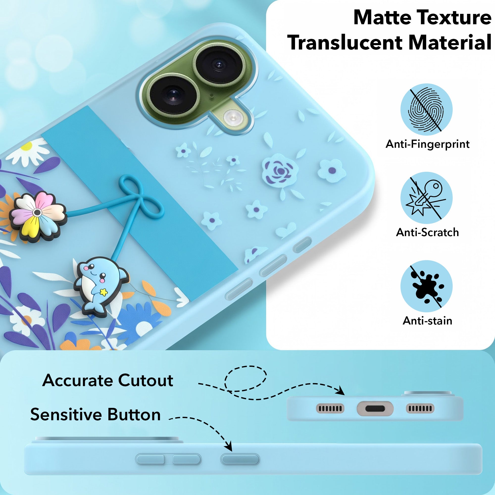 For Apple iPhone 17 Back Cover Case (3D Cute Cartoons | Hard Back Side Soft | Matte Premium Finish | HD Printing)
